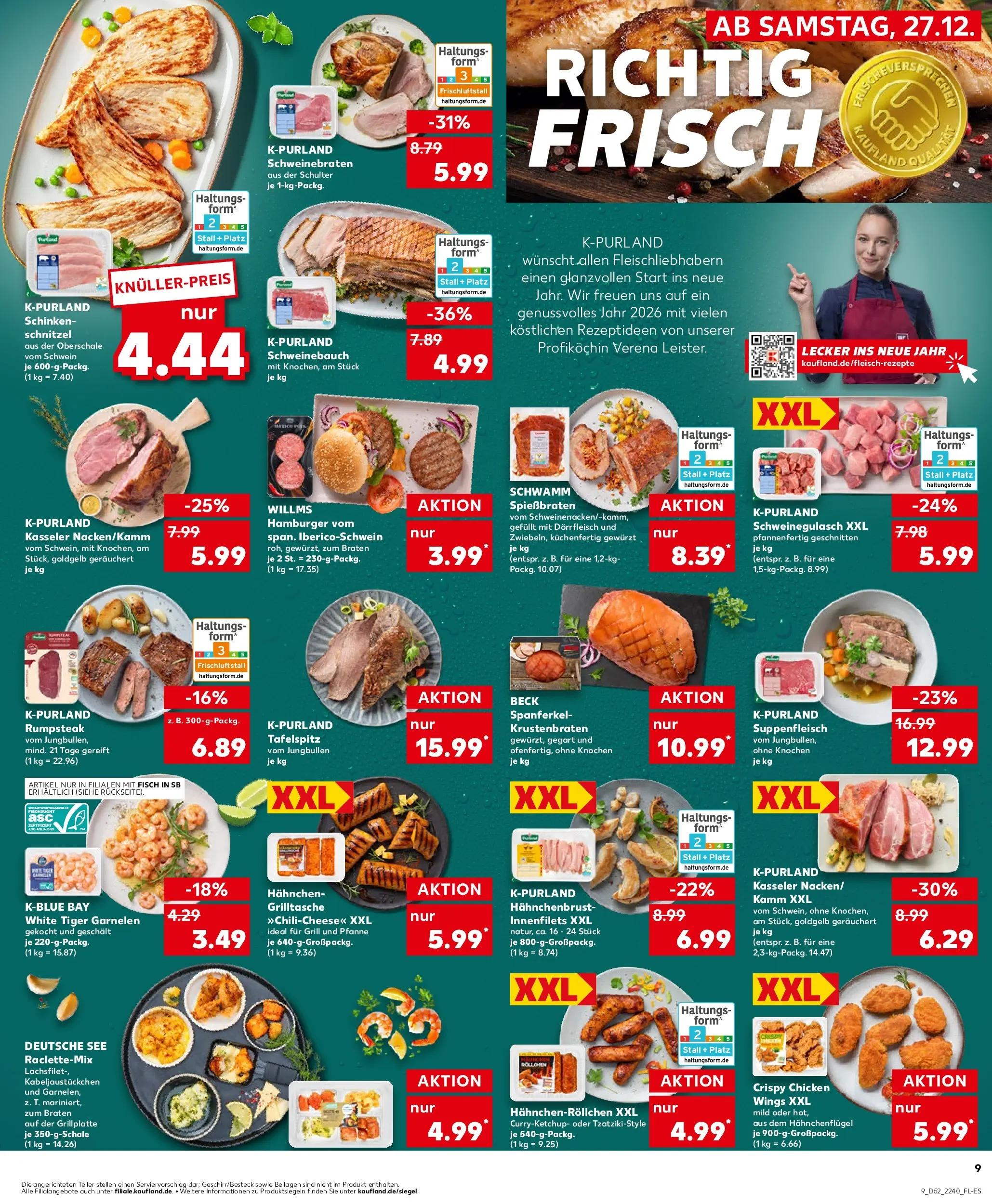 Prospekt Kaufland ab 26.12.2025 » Angebote Online zum Blättern | Seite: 9 | Produkte: Rumpsteak, Krustenbraten, Schinken, Steak
