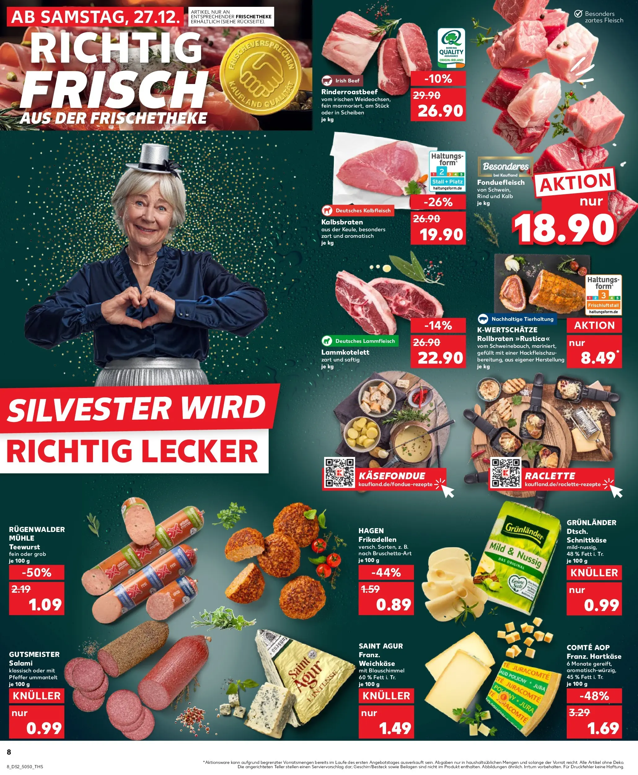 Prospekt Kaufland ab 27.12.2025 » Angebote Online zum Blättern | Seite: 8 | Produkte: Mühle, Salami, Raclette, Fleisch