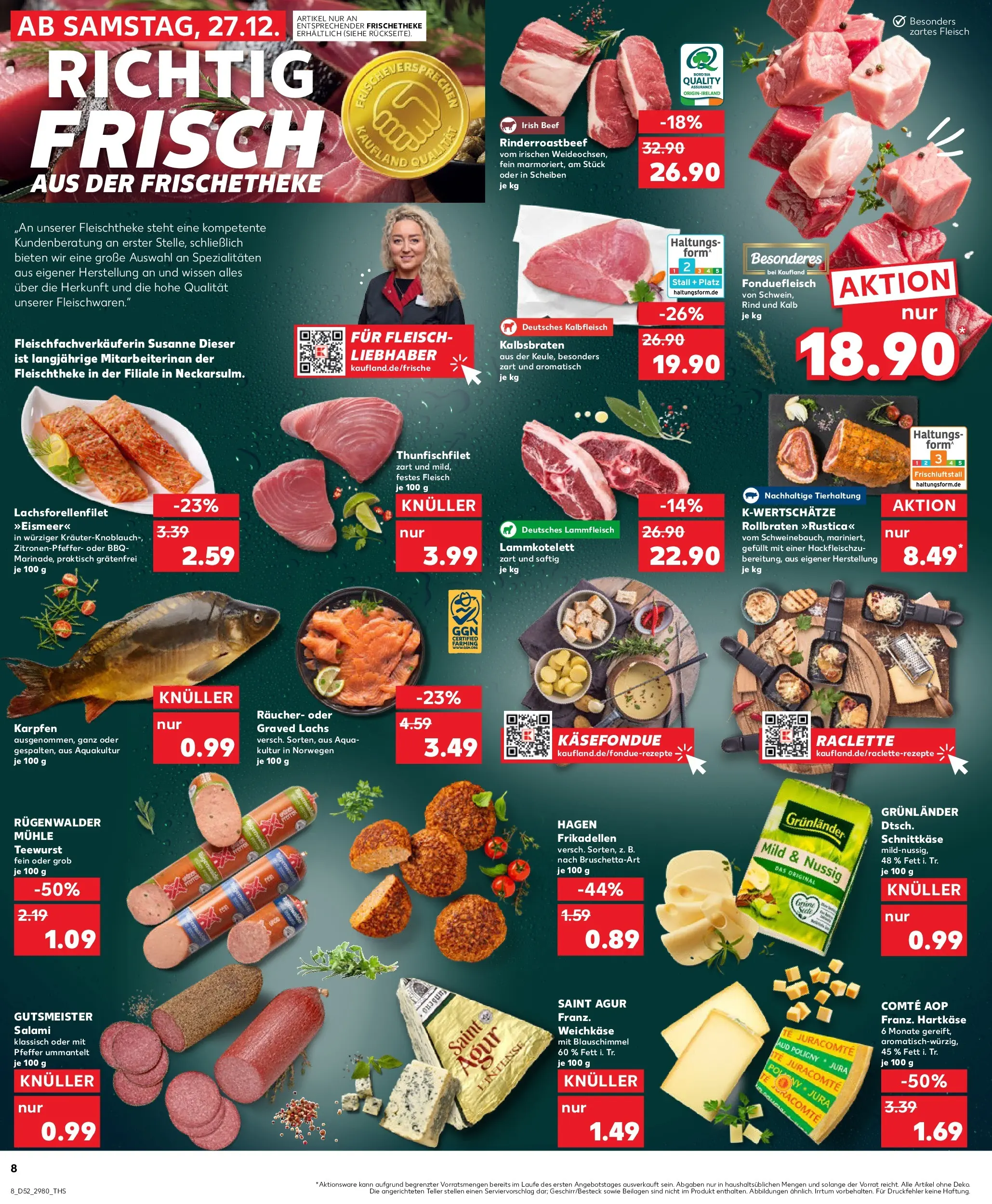 Prospekt Kaufland ab 27.12.2025 » Angebote Online zum Blättern | Seite: 8 | Produkte: Jura, Salami, Raclette, Fondue