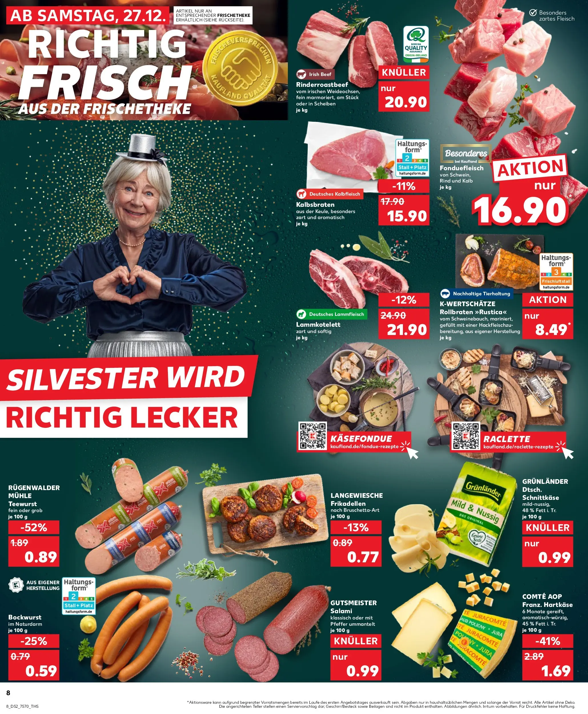Prospekt Kaufland ab 27.12.2025 » Angebote Online zum Blättern | Seite: 8 | Produkte: Bockwurst, Jura, Raclette, Fleisch