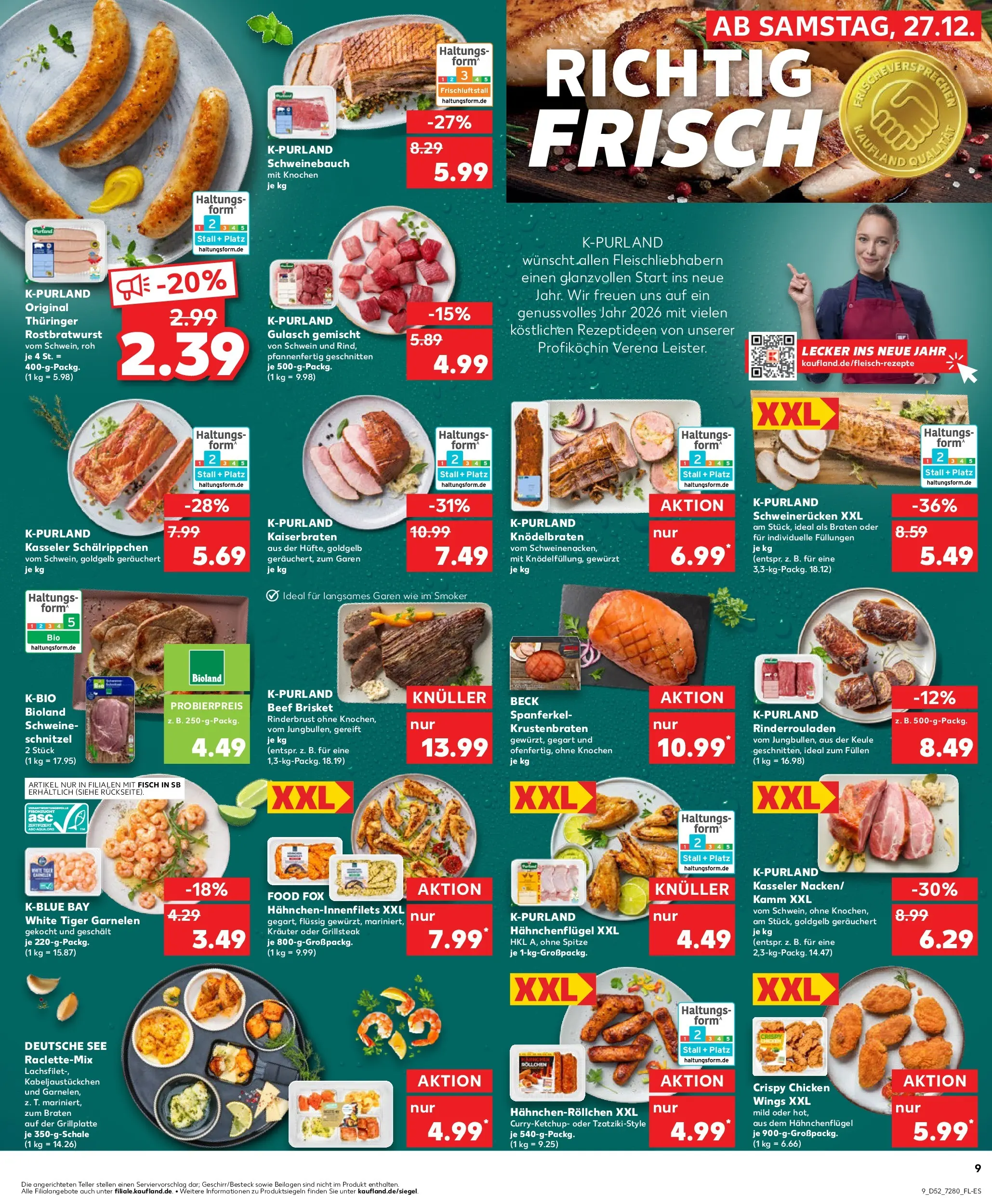 Prospekt Kaufland ab 26.12.2025 » Angebote Online zum Blättern | Seite: 9 | Produkte: Rinderrouladen, Schweinebauch, Fisch, Schweinerucken
