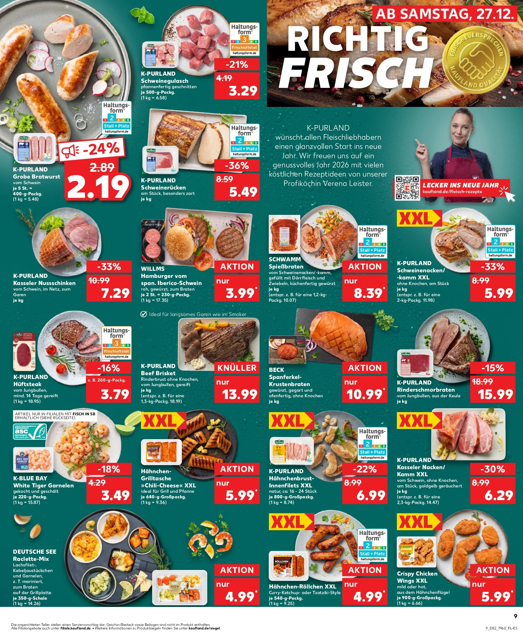Prospekt Kaufland ab 27.12.2025 » Angebote Online zum Blättern | Seite: 9 | Produkte: Grill, Krustenbraten, Schweinerucken, Hahnchenbrust