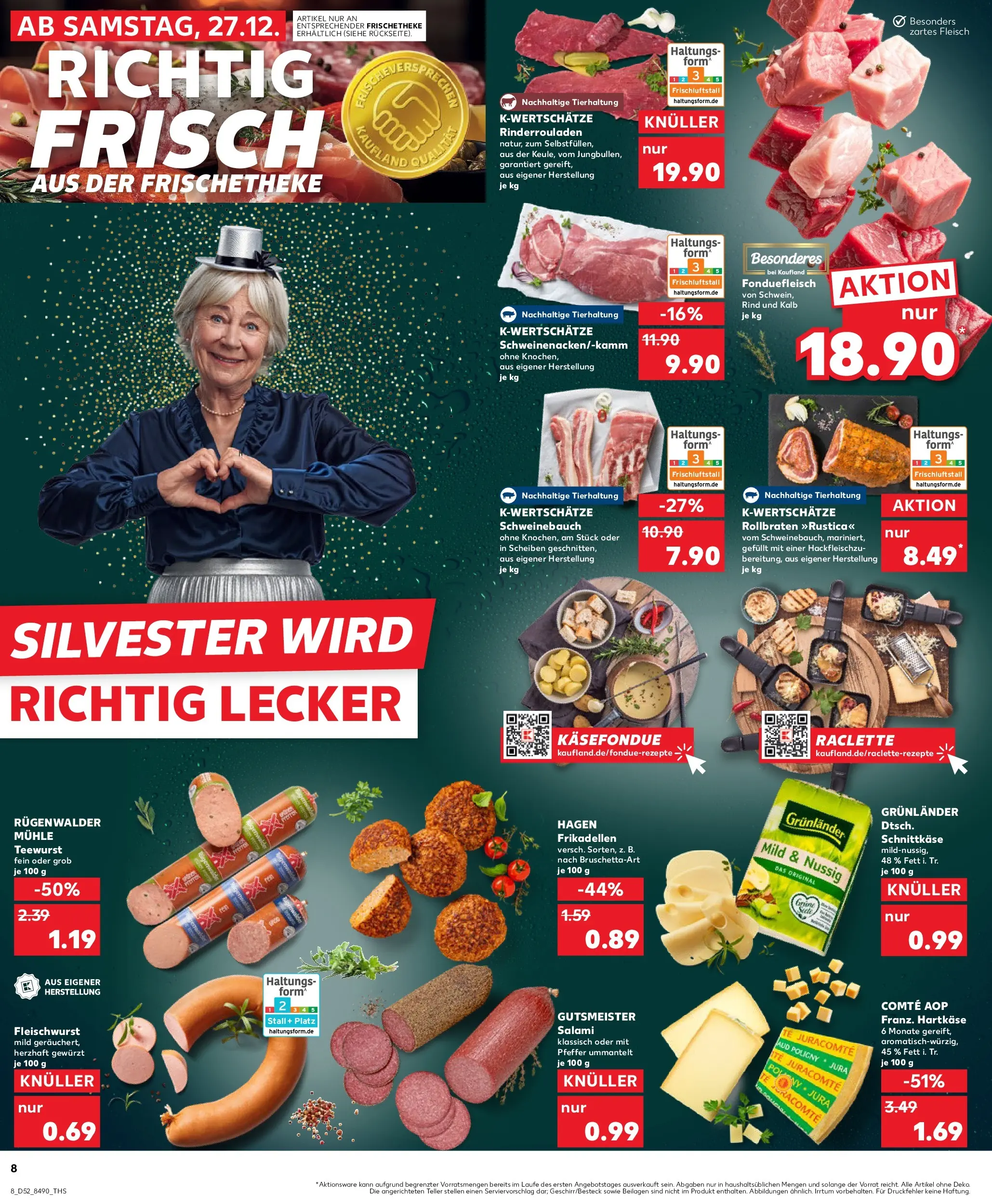Prospekt Kaufland ab 27.12.2025 » Angebote Online zum Blättern | Seite: 8 | Produkte: Mühle, Grunlander, Raclette, Fleisch