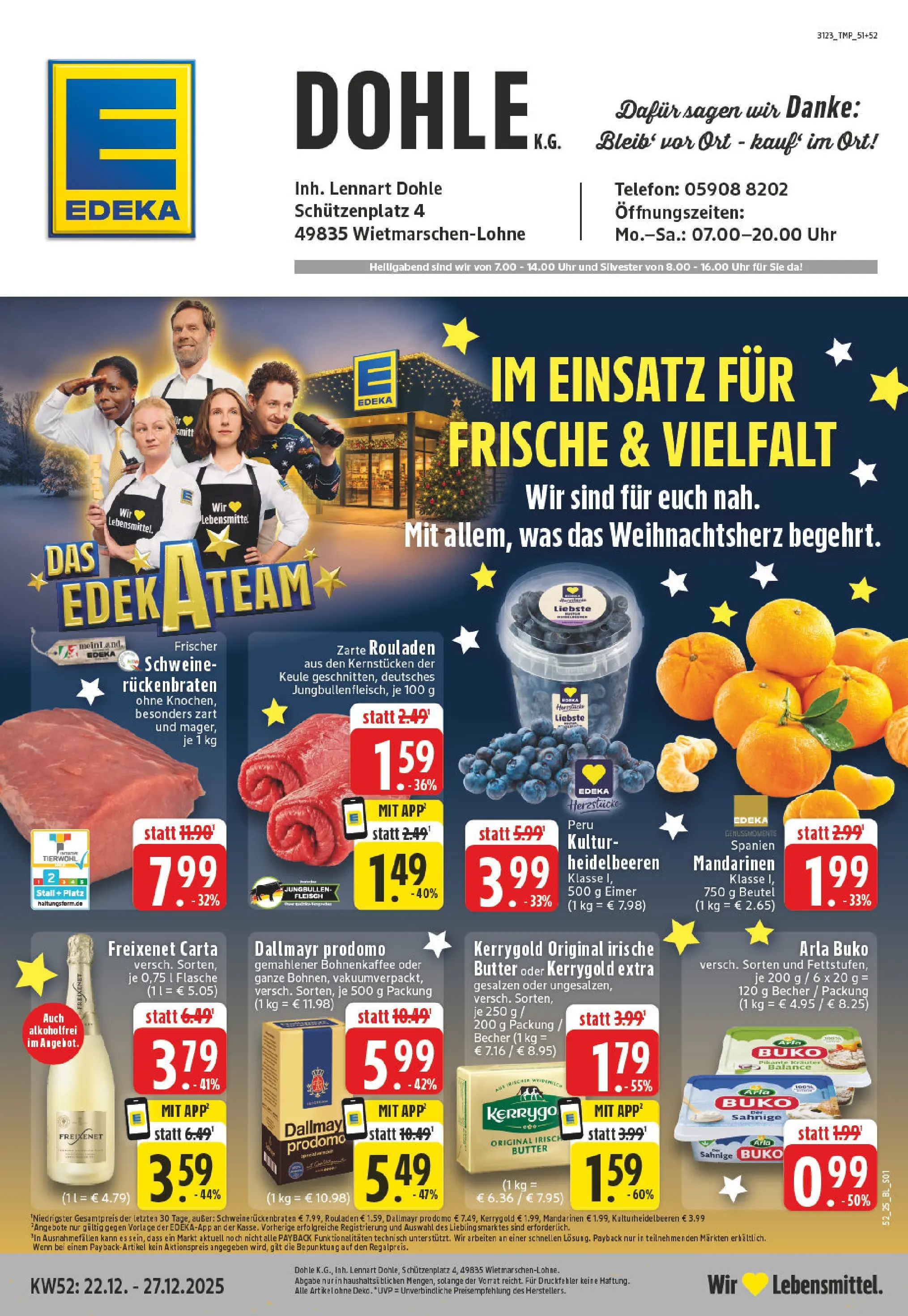 Edeka prospekt Hopsten	 (ab 22.12.2025) » Angebote Online | Seite: 1 | Produkte: Butter, Freixenet, Mandarinen, Dallmayr prodomo