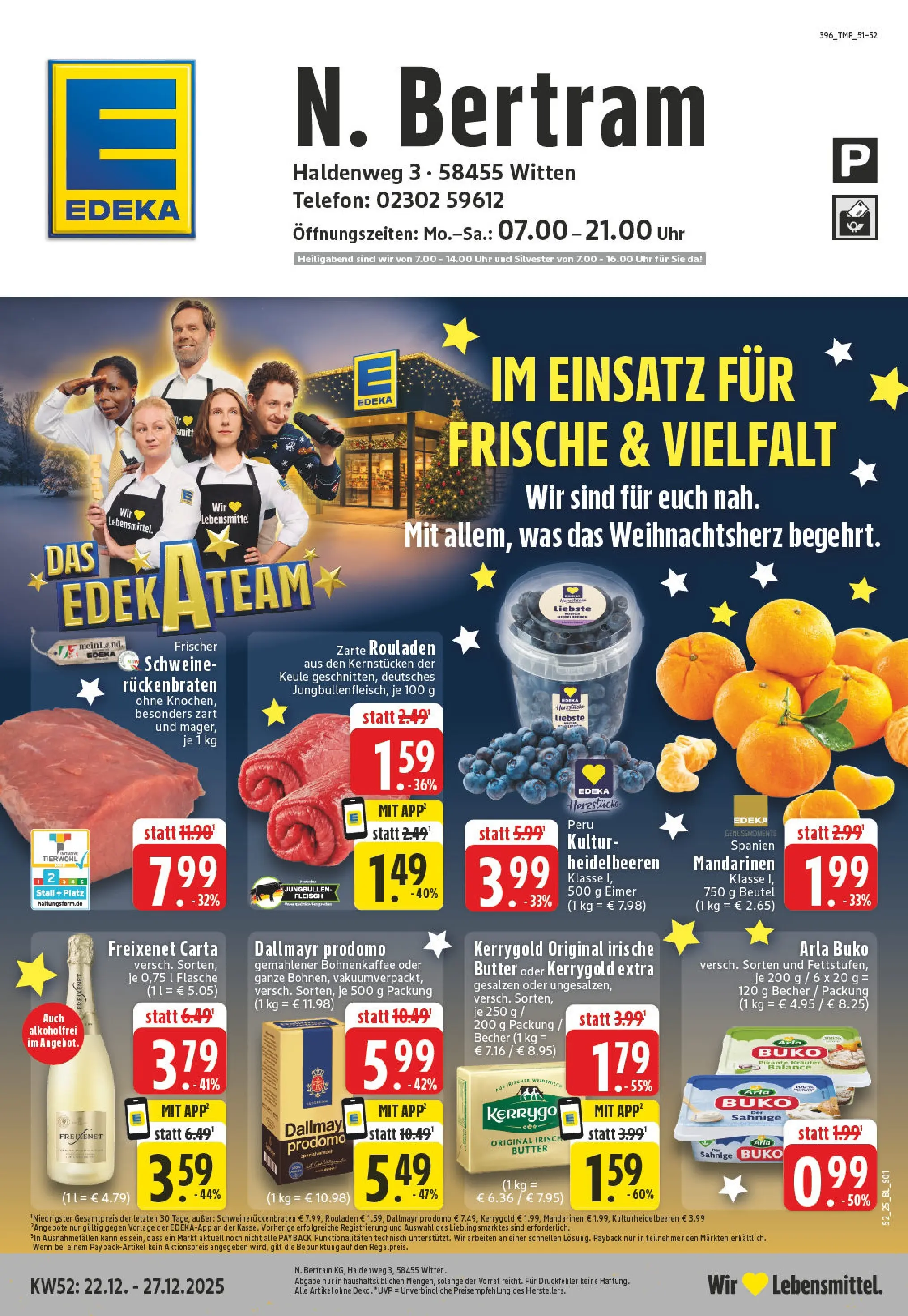 Edeka prospekt Witten	 (ab 22.12.2025) » Angebote Online | Seite: 1 | Produkte: Butter, Arla buko, Fleisch, Telefon