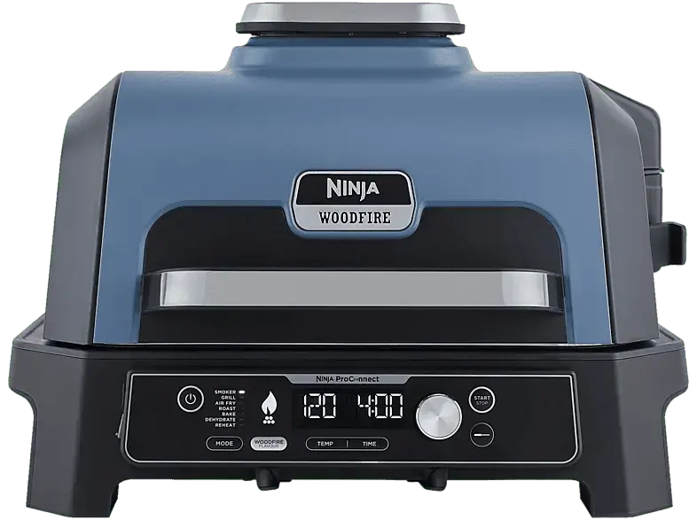 Ninja Woodfire Pro Connect XL Elektrischer Outdoor Grill & Smoker, Blau/Schwarz (1700 Watt)