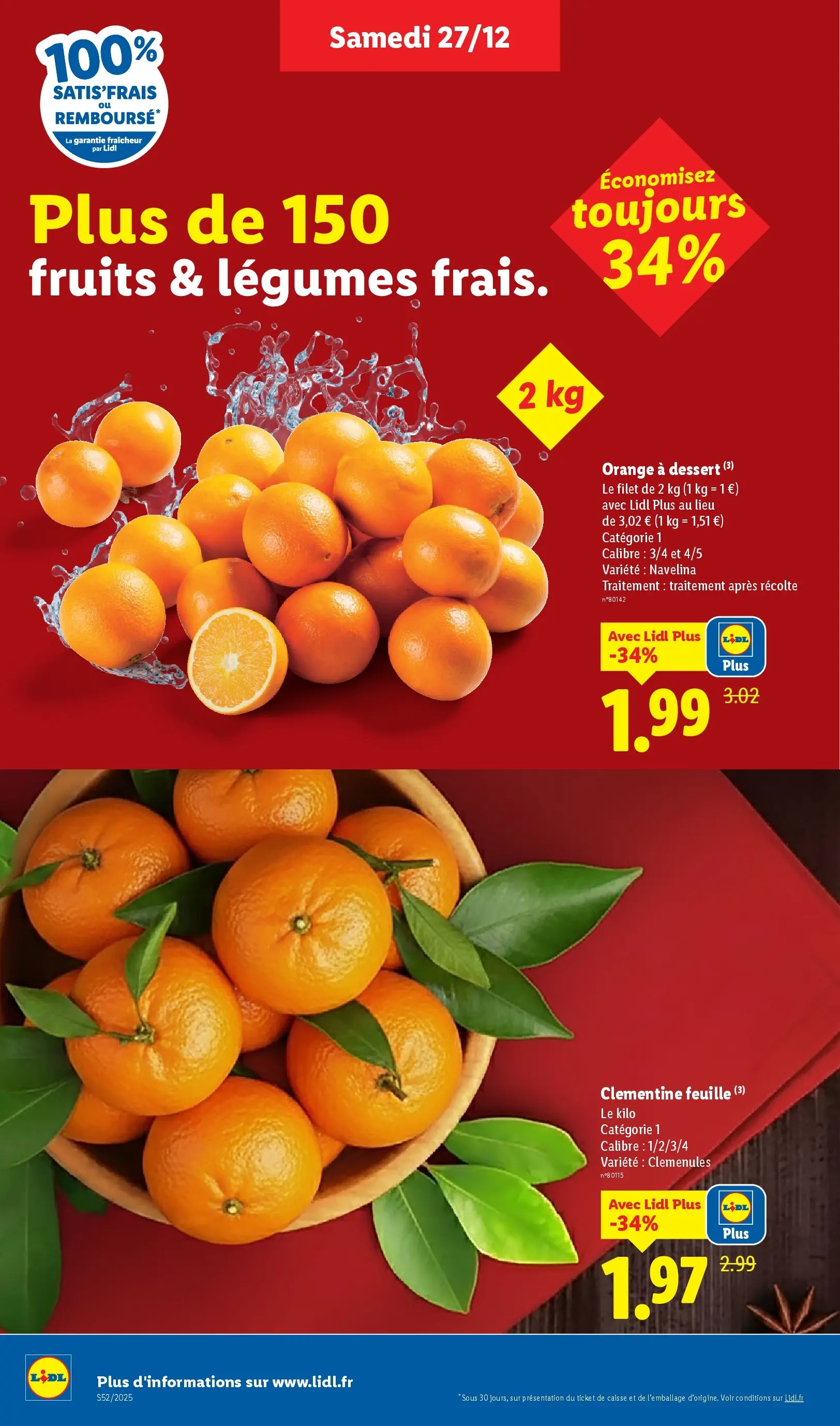 Catalogue LIDL du 26/12/2025 | Promo prospectus en ligne | Page: 2 | Produits: Clémentine, Orange