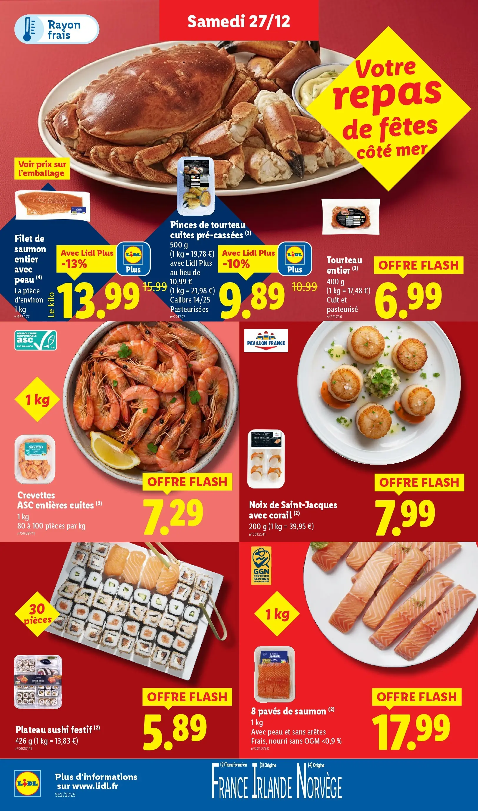 Catalogue LIDL du 26/12/2025 | Promo prospectus en ligne | Page: 6 | Produits: Pinces, Plateau, Crevettes, Filet de saumon