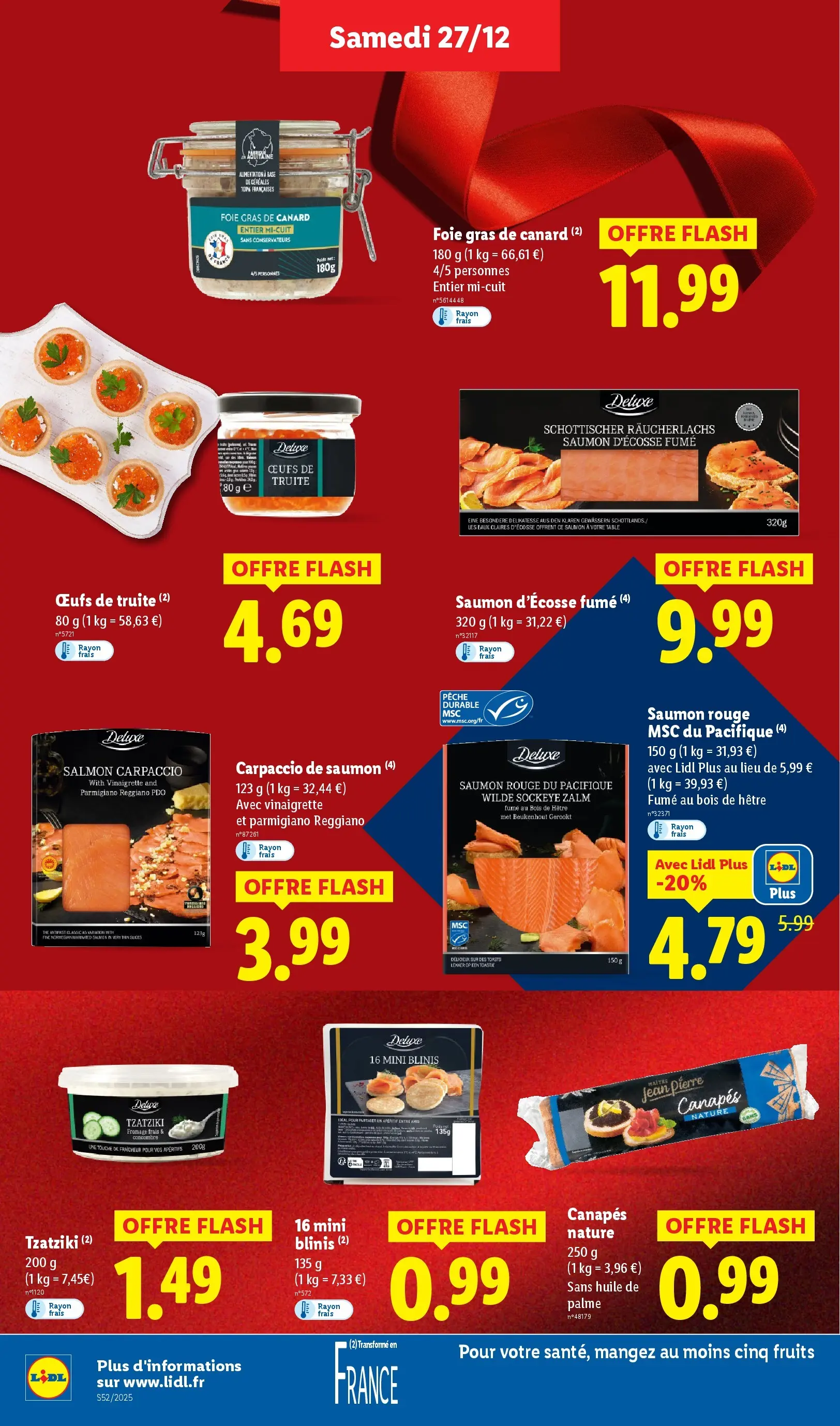 Catalogue LIDL du 26/12/2025 | Promo prospectus en ligne | Page: 16 | Produits: Foie Gras de Canard, Pêche, Blinis, Huile