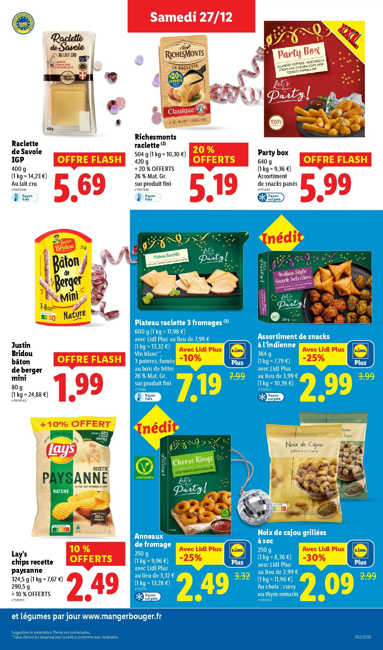 Catalogue LIDL du 26/12/2025 | Promo prospectus en ligne | Page: 19 | Produits: Mètre, Raclette, Chips, Noix