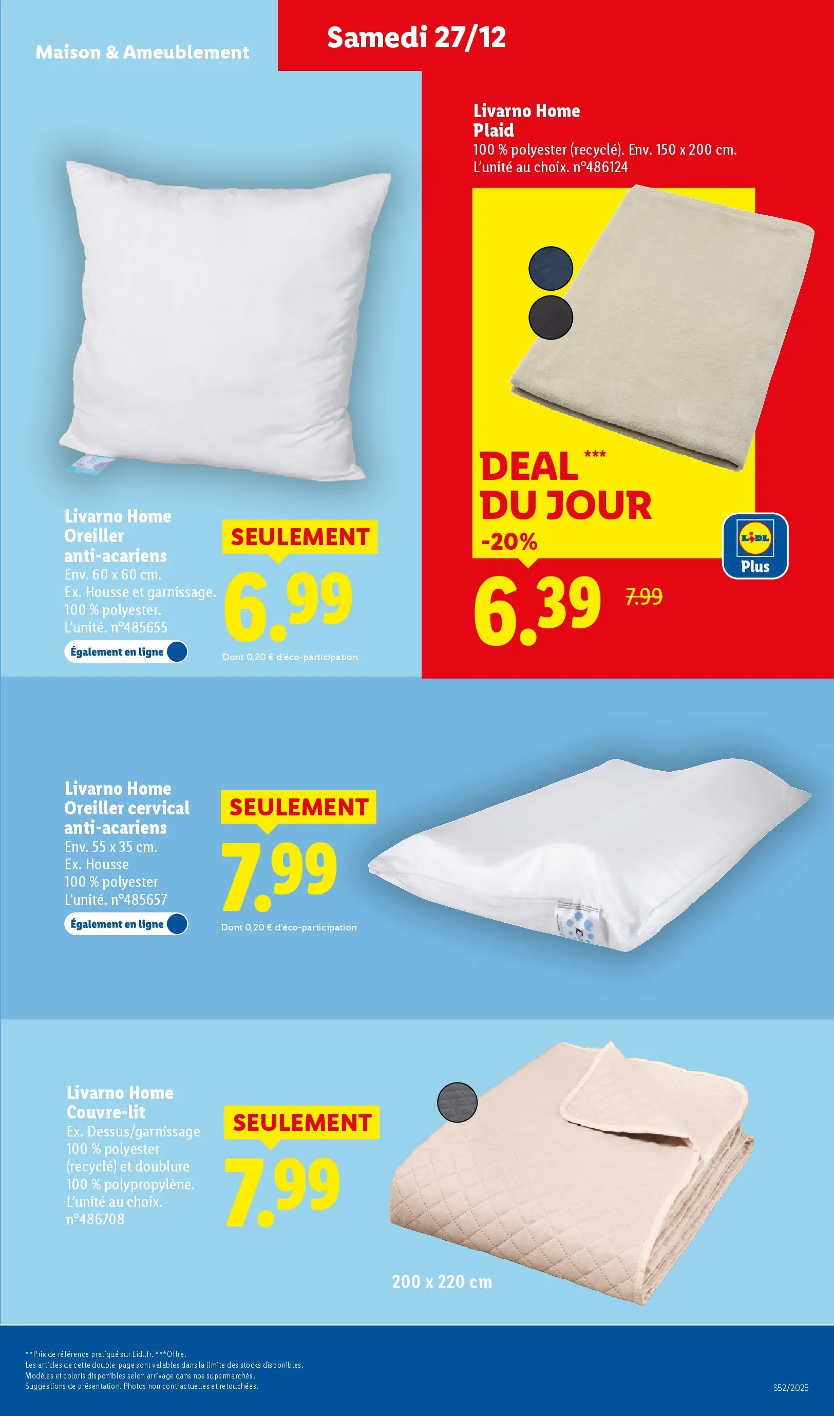 Catalogue LIDL du 26/12/2025 | Promo prospectus en ligne | Page: 39 | Produits: Oreiller