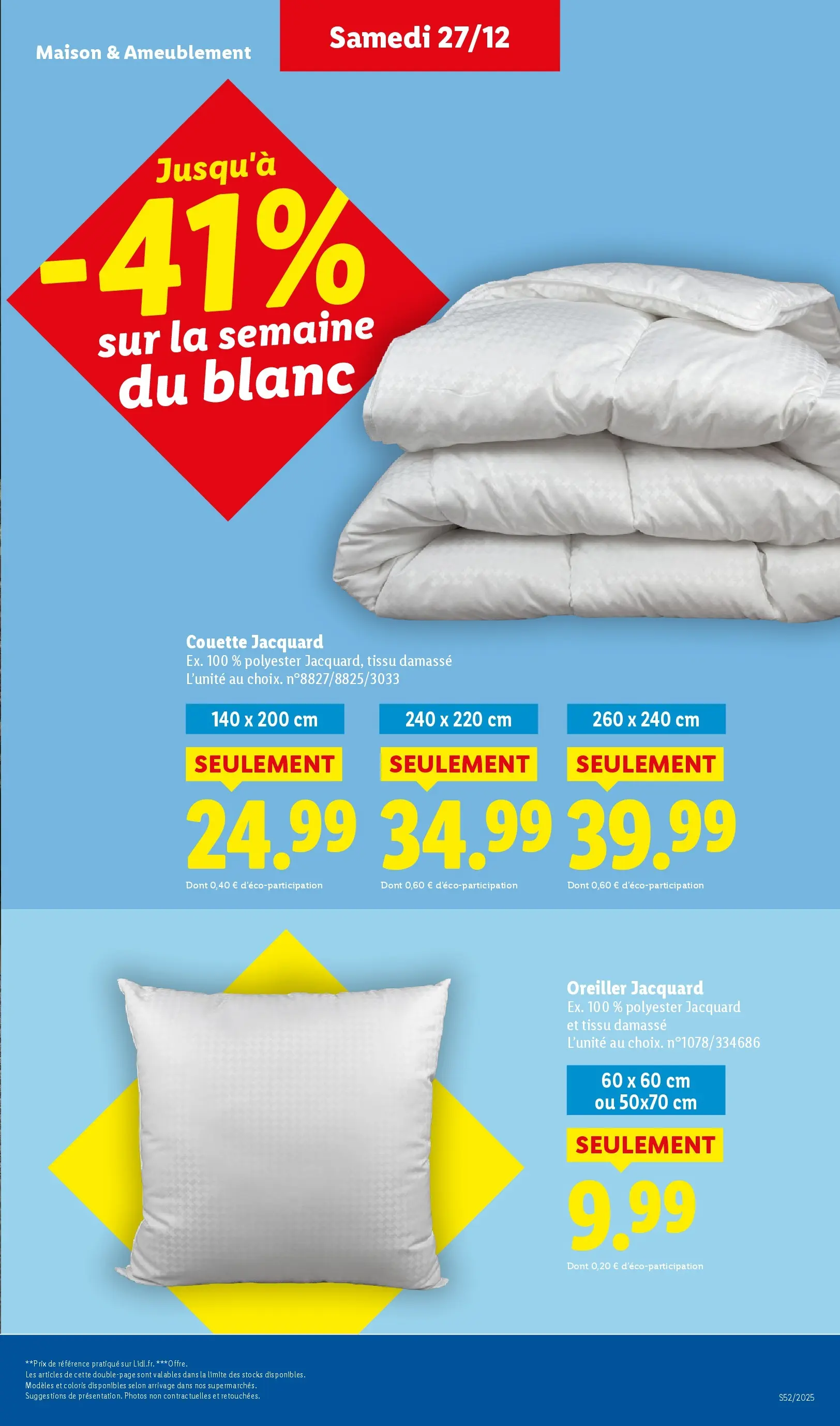 Catalogue LIDL du 26/12/2025 | Promo prospectus en ligne | Page: 41 | Produits: Oreiller, Couette