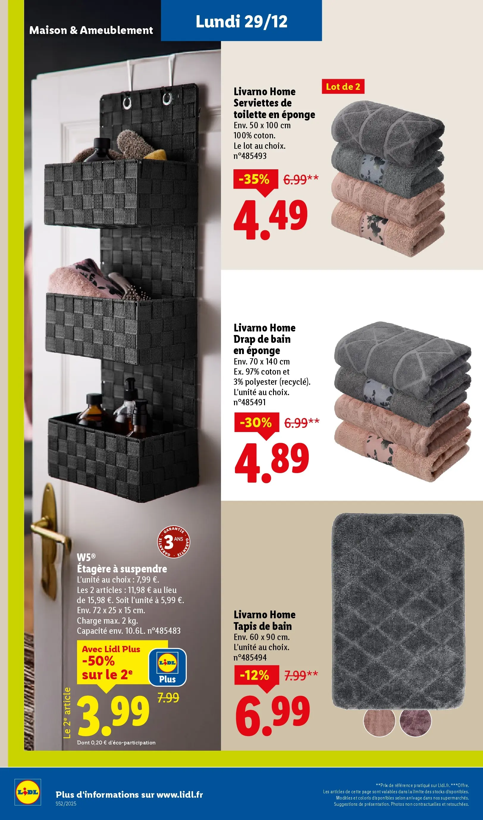 Catalogue LIDL du 26/12/2025 | Promo prospectus en ligne | Page: 60 | Produits: Tapis de bain, Eponge, Étagère, Tapis
