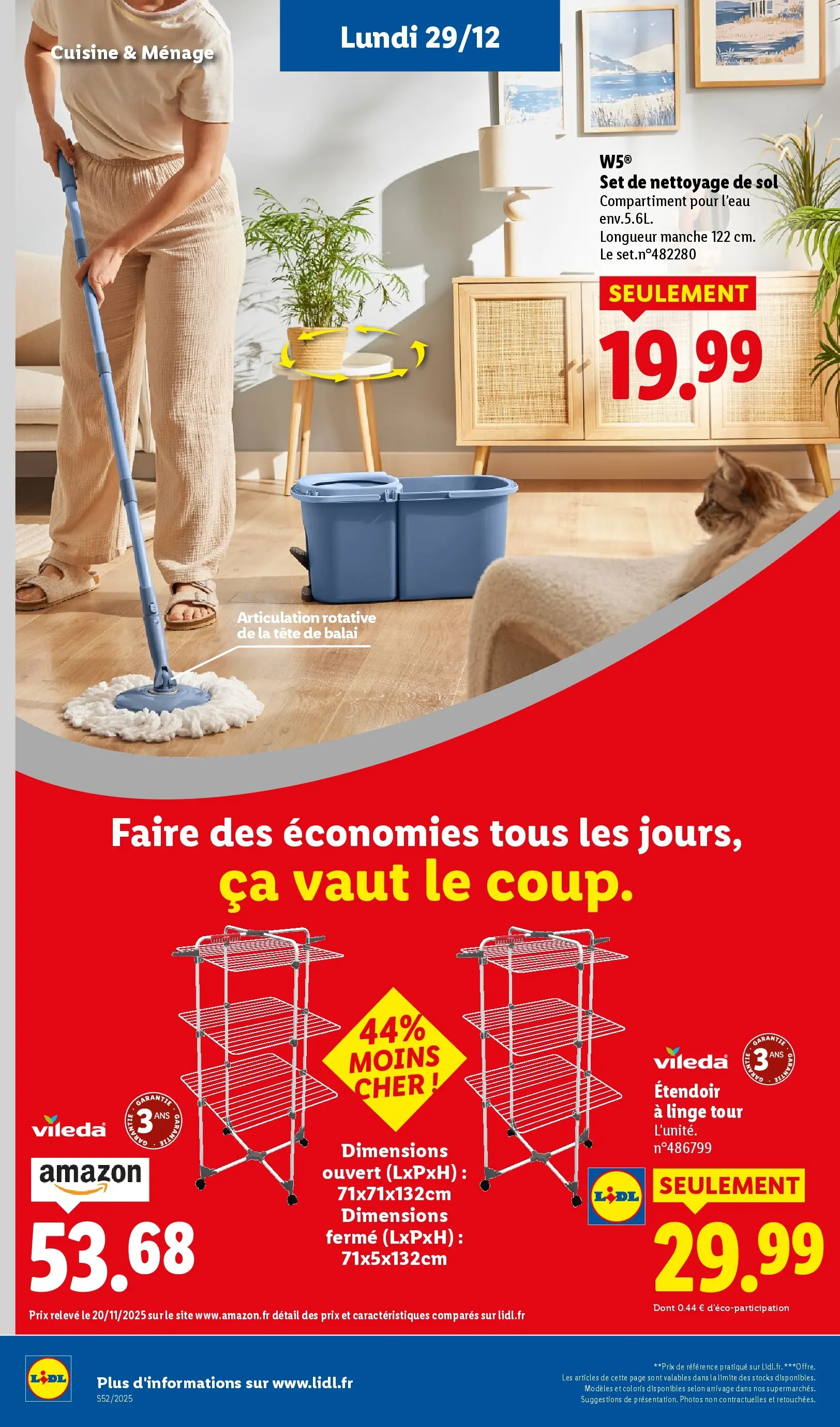 Catalogue LIDL du 26/12/2025 | Promo prospectus en ligne | Page: 66 | Produits: Étendoir à linge, Étendoir, Balai, Vileda