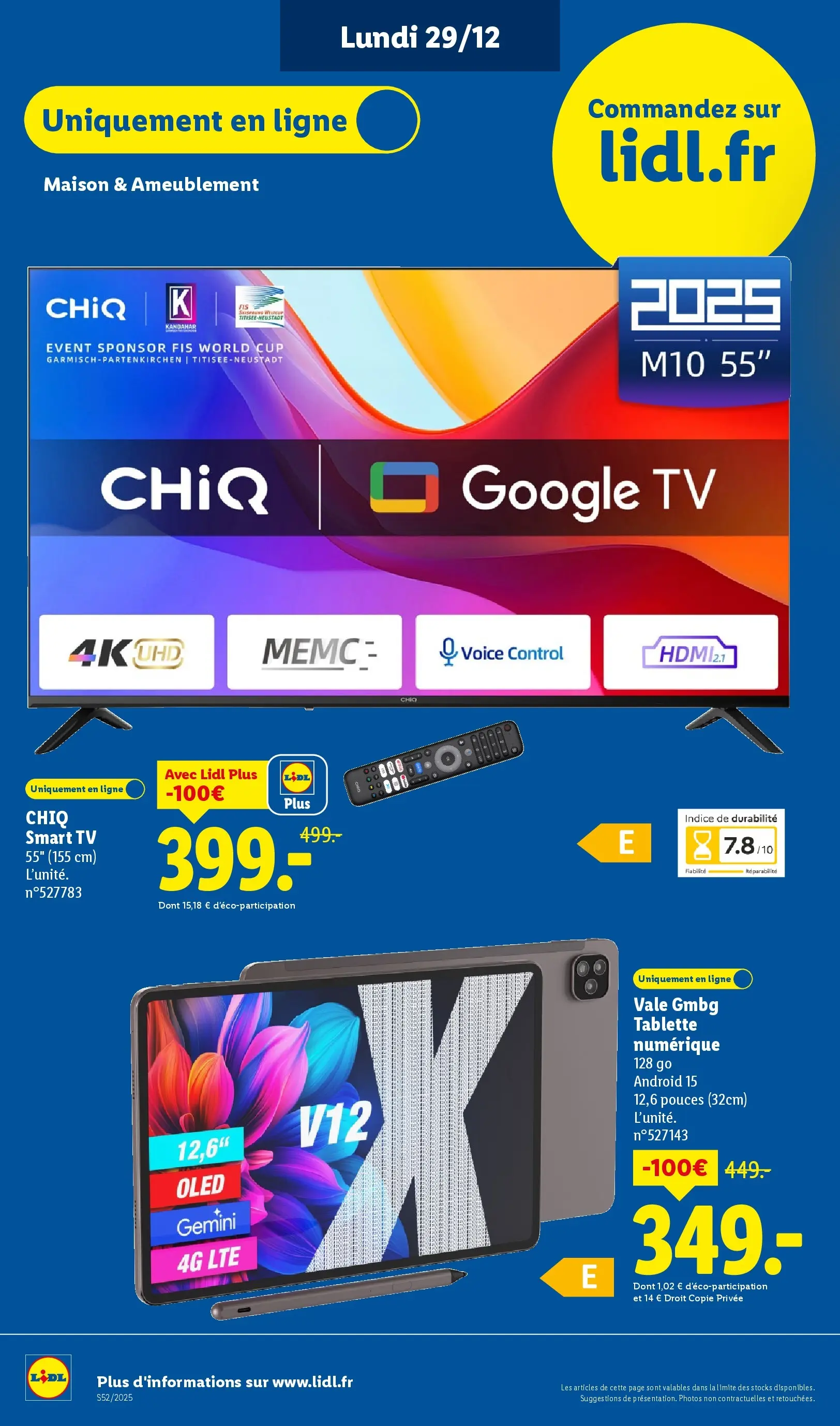 Catalogue LIDL du 26/12/2025 | Promo prospectus en ligne | Page: 74 | Produits: Tablette, Smart TV