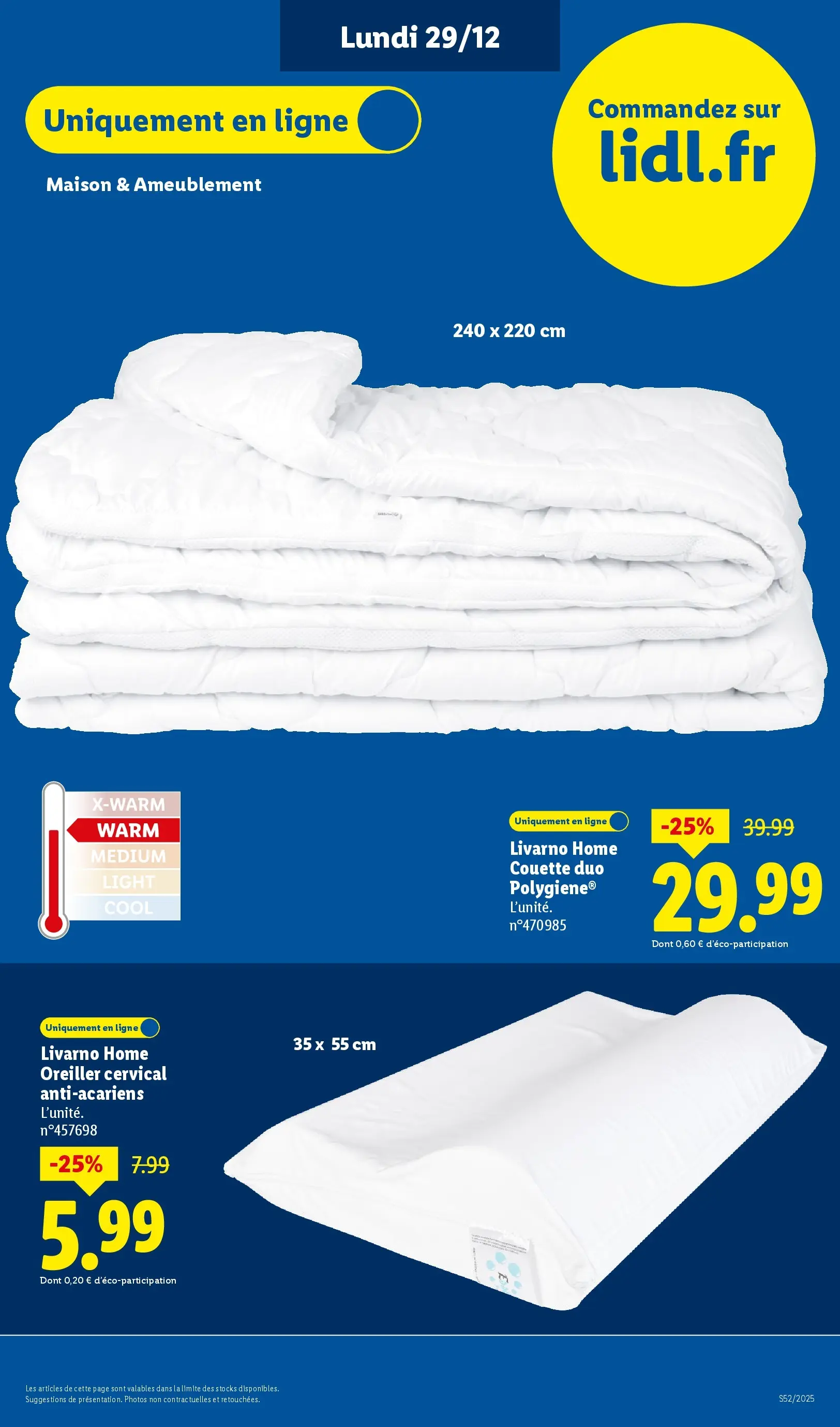Catalogue LIDL du 26/12/2025 | Promo prospectus en ligne | Page: 77 | Produits: Oreiller, Couette
