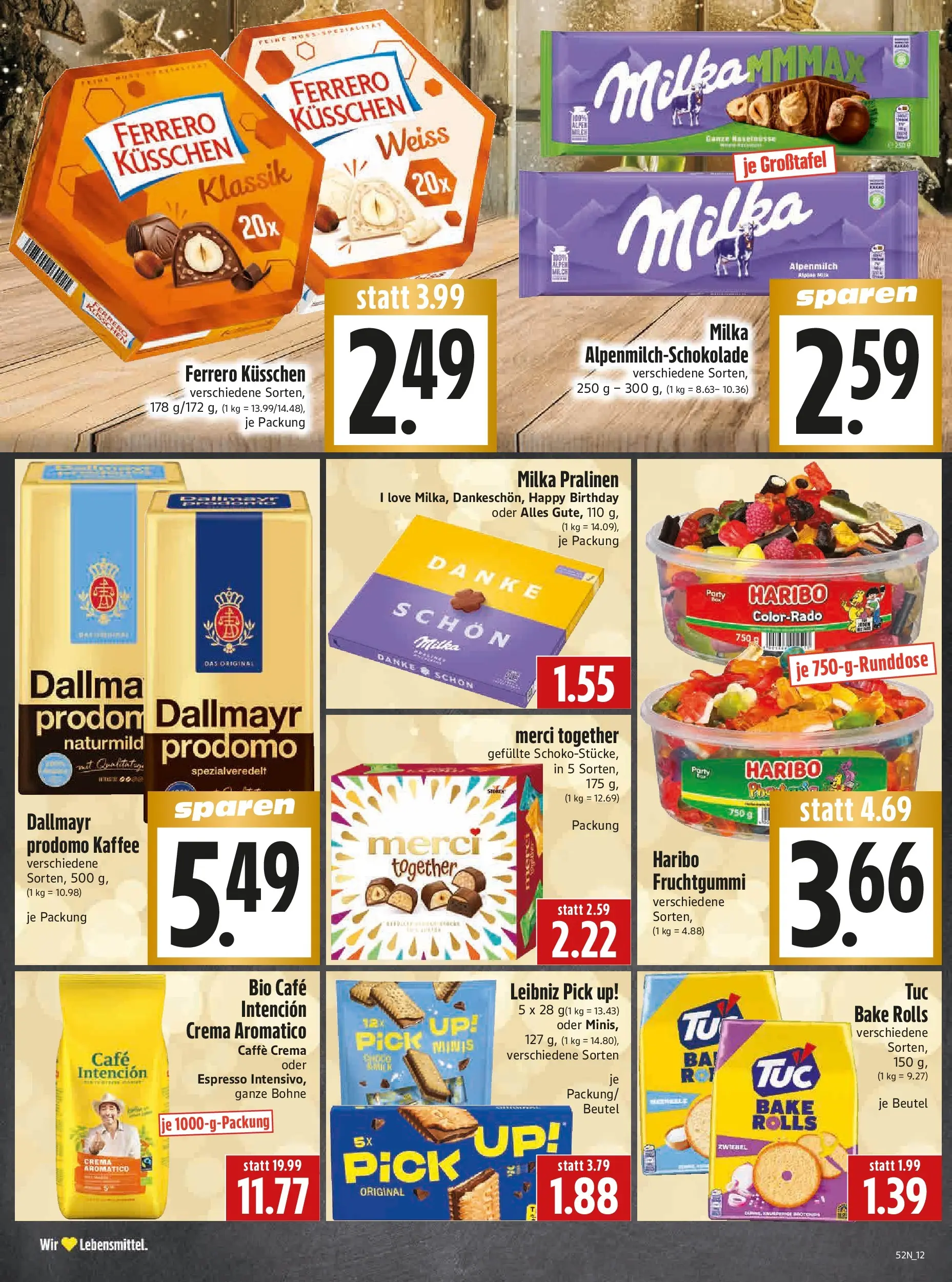 Entdecke - Edeka Hahner: Wochenangebote (ab 21.12.2025) zum Blättern | Seite: 14 | Produkte: Merci, Haribo, Milka, Dallmayr