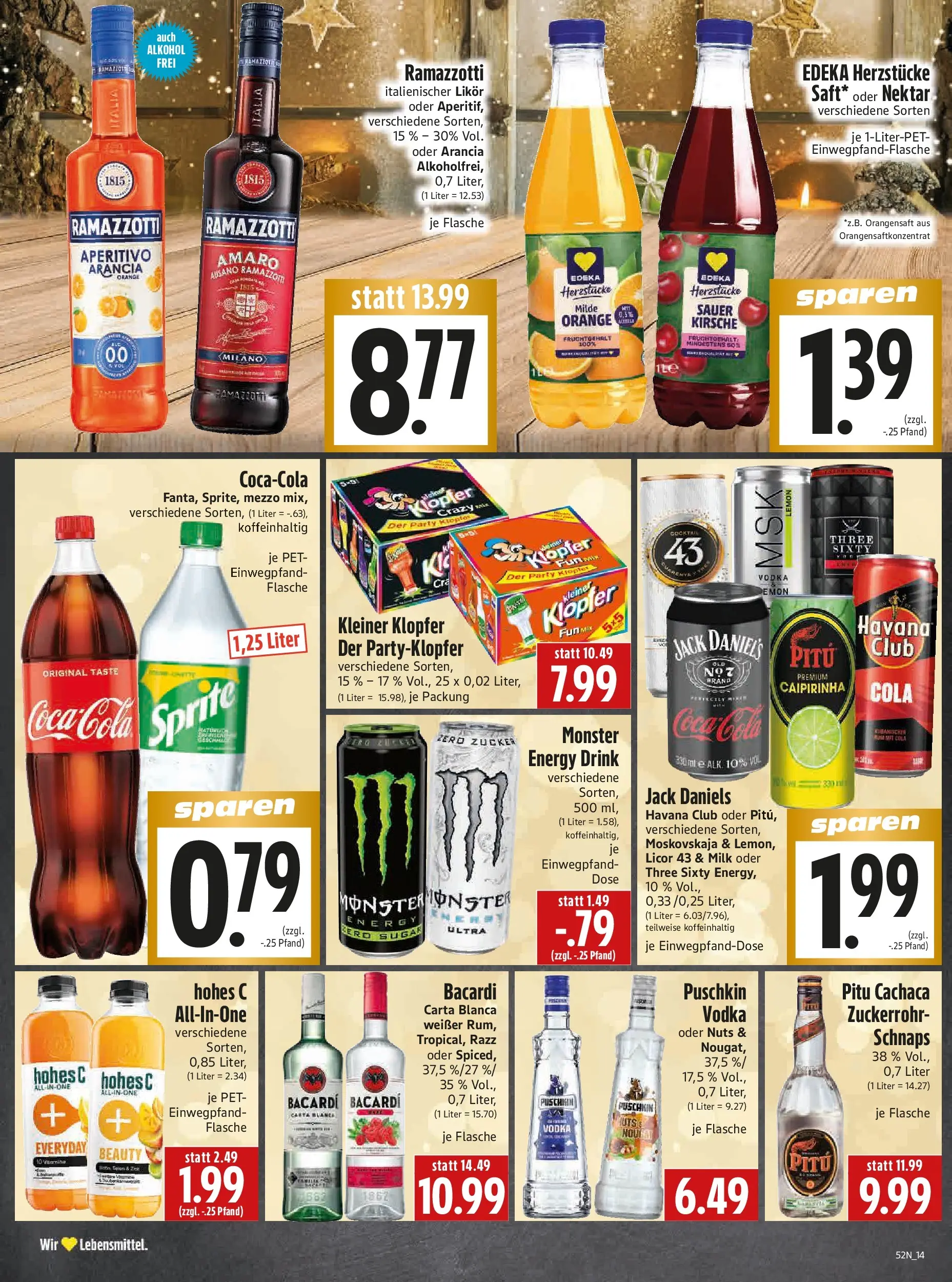 Entdecke - Edeka Hahner: Wochenangebote (ab 21.12.2025) zum Blättern | Seite: 16 | Produkte: Bacardi, Energy, Orangensaft, Hohes c