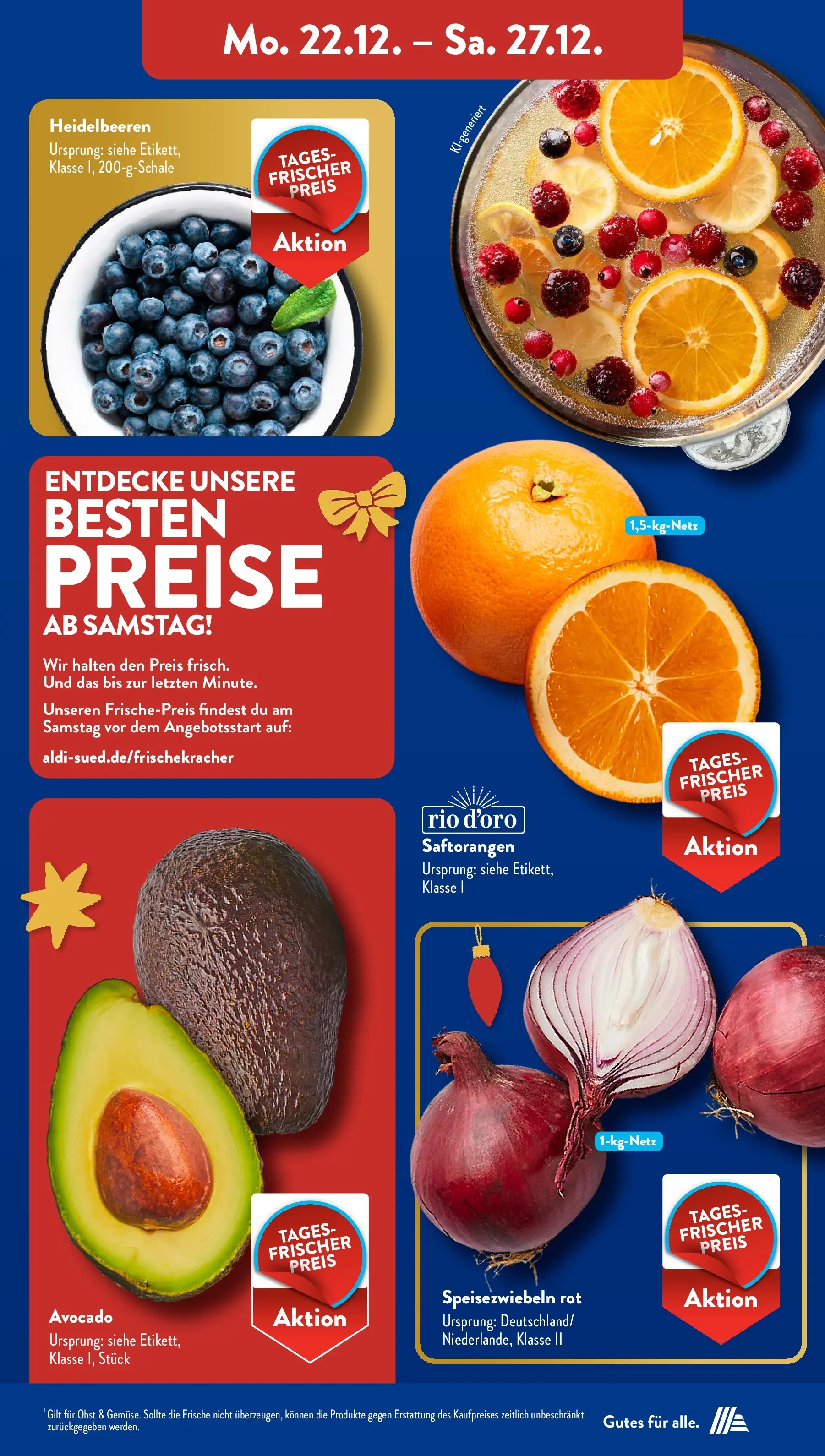 Aldi Süd - Aldi Süd: Wochenangebote (ab 21.12.2025) zum Blättern | Seite: 5 | Produkte: Heidelbeeren, Avocado, Obst