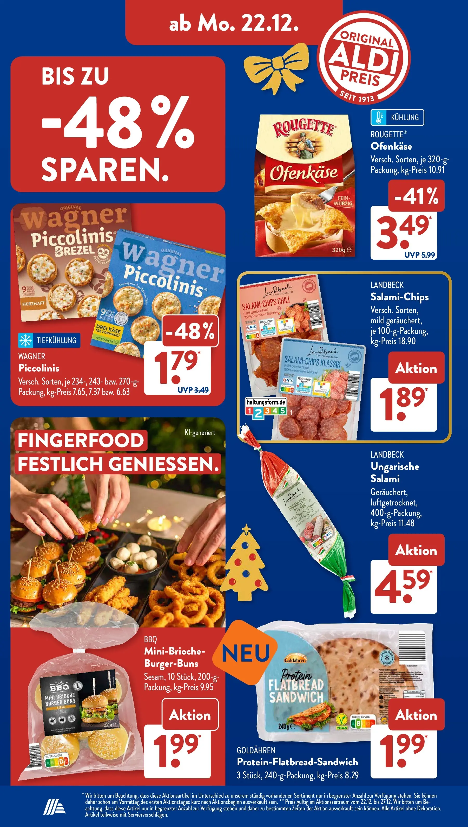 Aldi Süd - Aldi Süd: Wochenangebote (ab 21.12.2025) zum Blättern | Seite: 12 | Produkte: Käse, Burger, Piccolinis, Salami