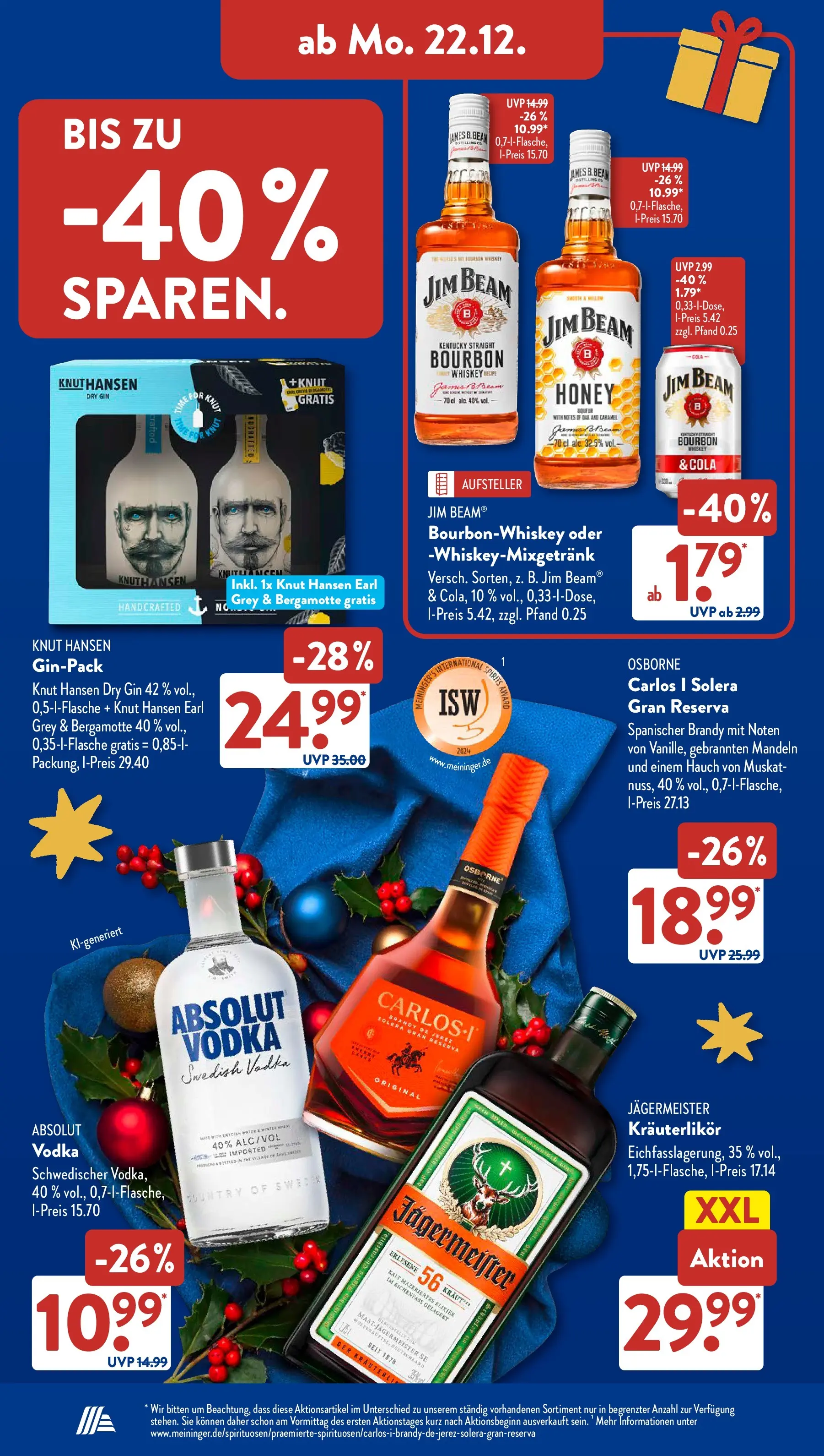 Aldi Süd - Aldi Süd: Wochenangebote (ab 21.12.2025) zum Blättern | Seite: 22 | Produkte: Jim beam, Jägermeister, Vodka, Whiskey