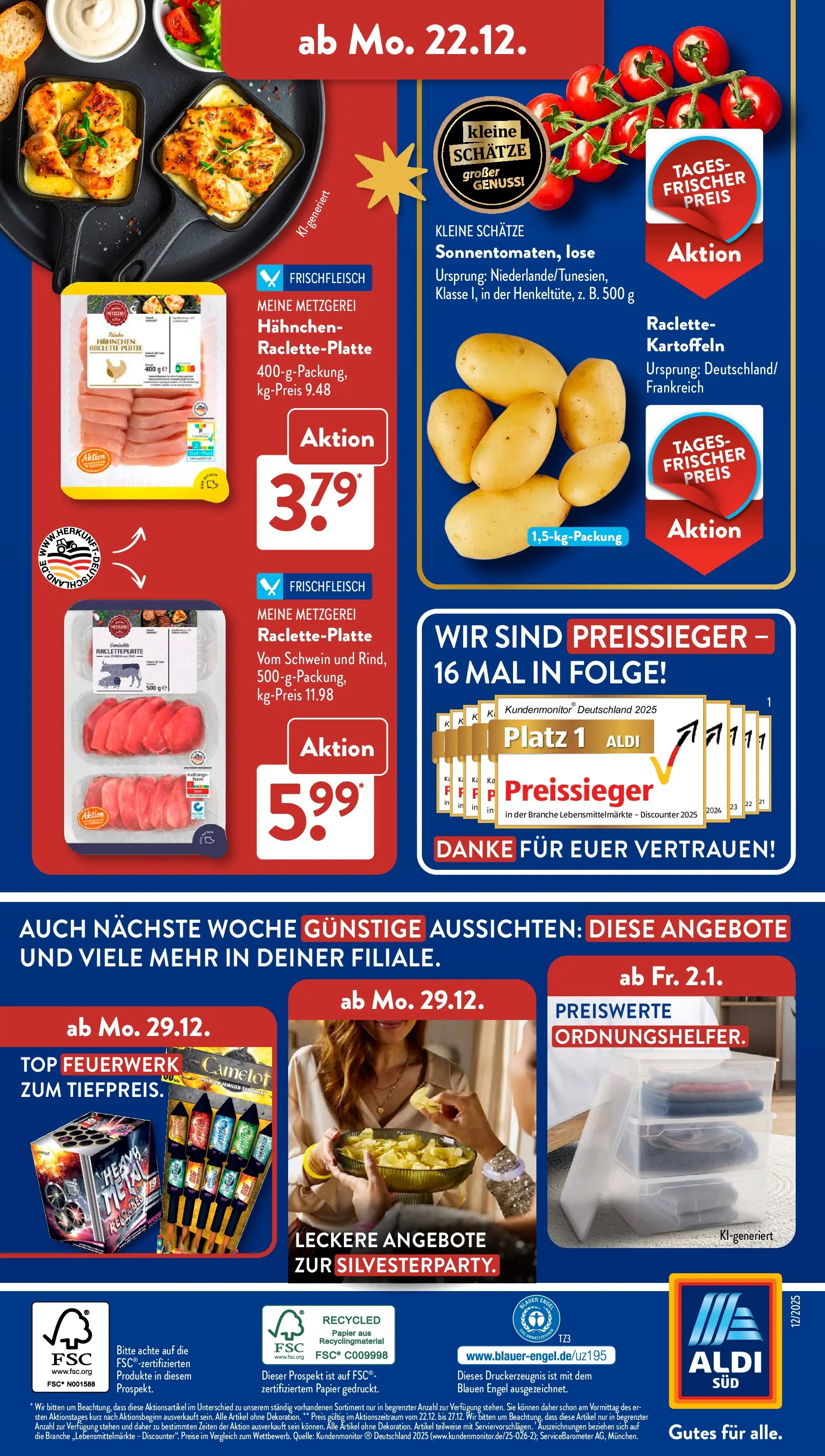 Aldi Süd - Aldi Süd: Wochenangebote (ab 21.12.2025) zum Blättern | Seite: 30 | Produkte: Top, Hahnchen, Kartoffeln, Raclette