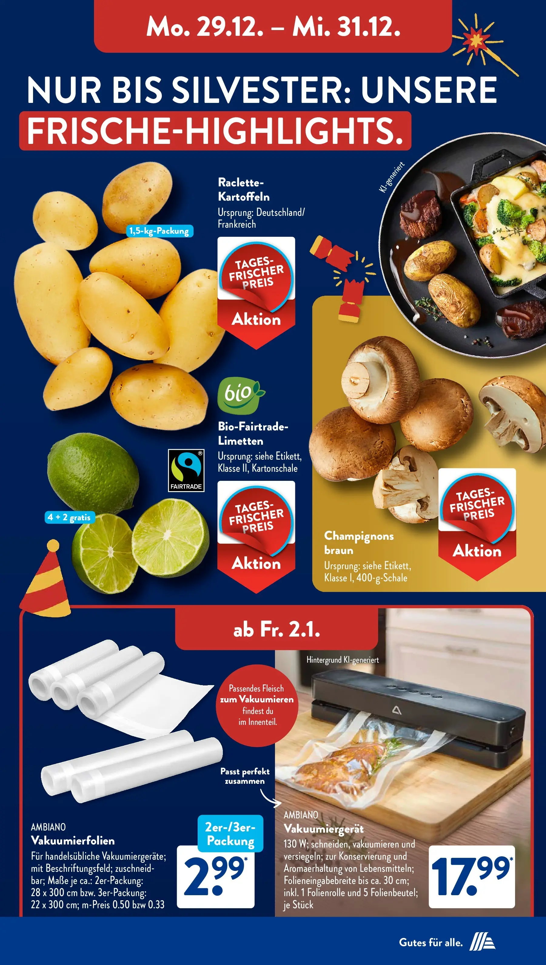 Aldi Süd - Aldi Süd: Wochenangebote (ab 28.12.2025) zum Blättern | Seite: 3 | Produkte: Champignons, Kartoffeln, Raclette, Fleisch