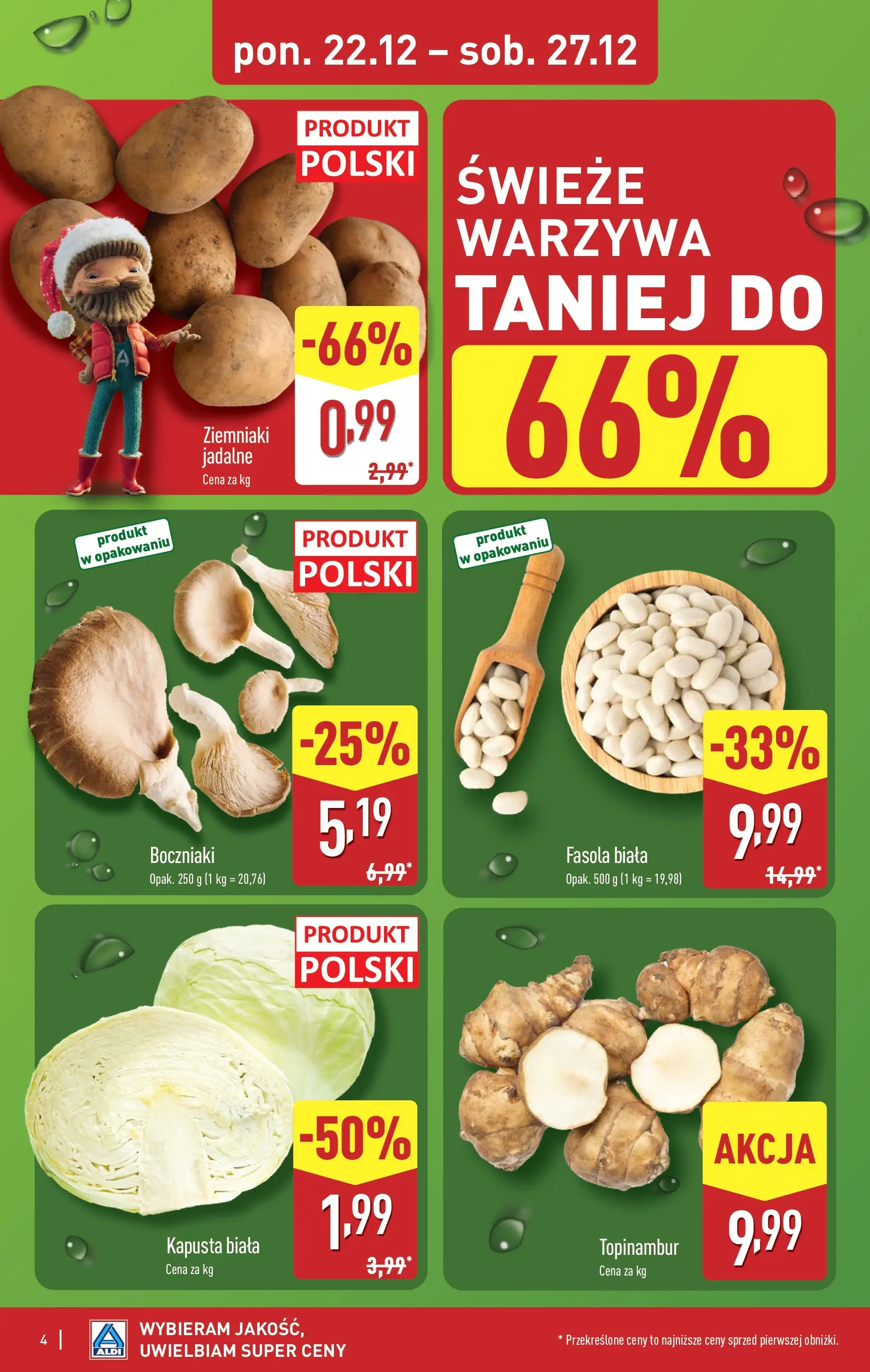 Aldi - Święta w super cenach w ALDI od 21.12.2025 - Ulotka PDF, promocje | Strona: 4 | Produkty: Kapusta, Fasola biała, Boczniaki, Kapusta biała