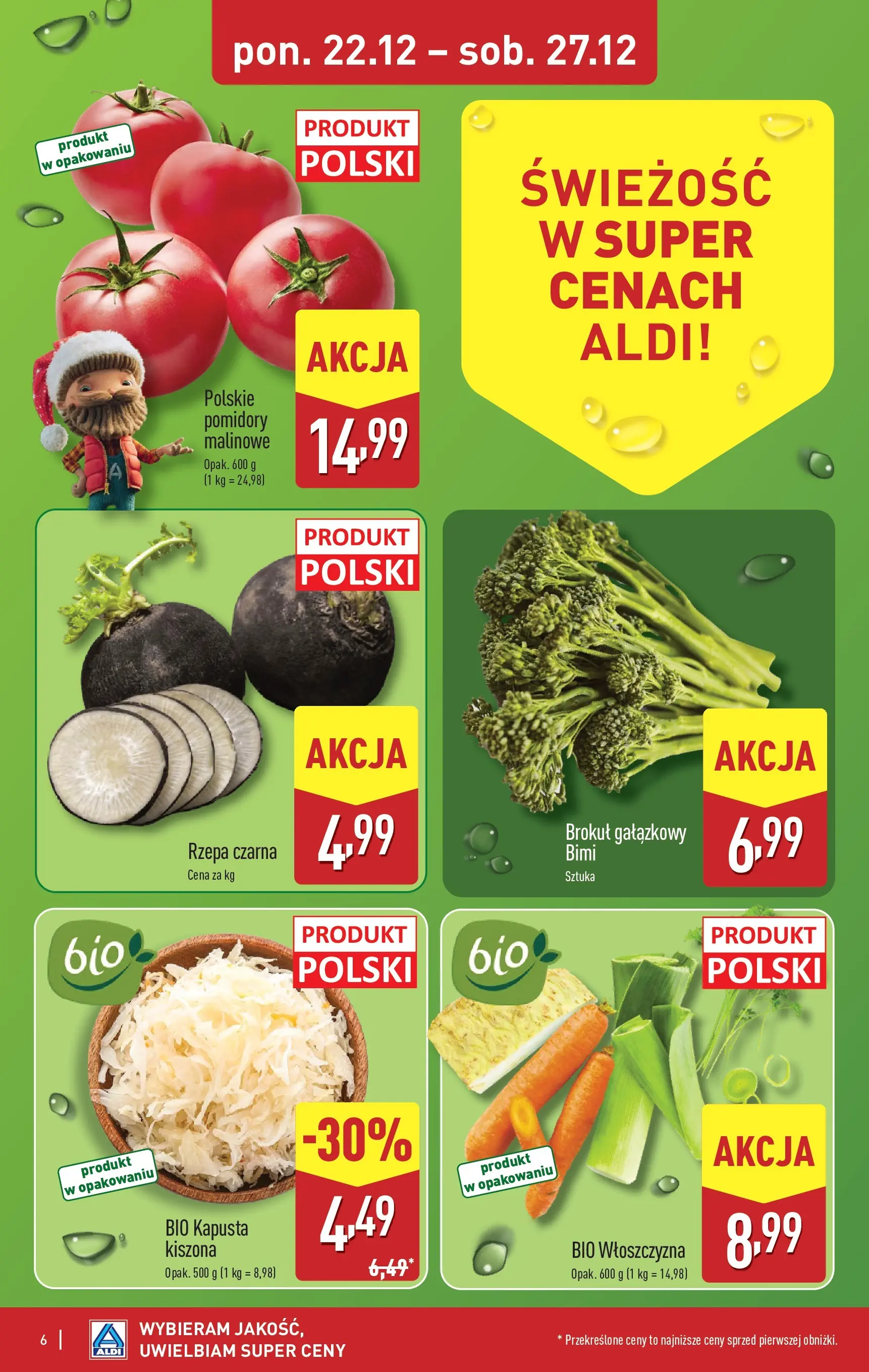 Aldi - Święta w super cenach w ALDI od 21.12.2025 - Ulotka PDF, promocje | Strona: 6 | Produkty: Kapusta, Brokuł, Pomidory malinowe, Pomidory