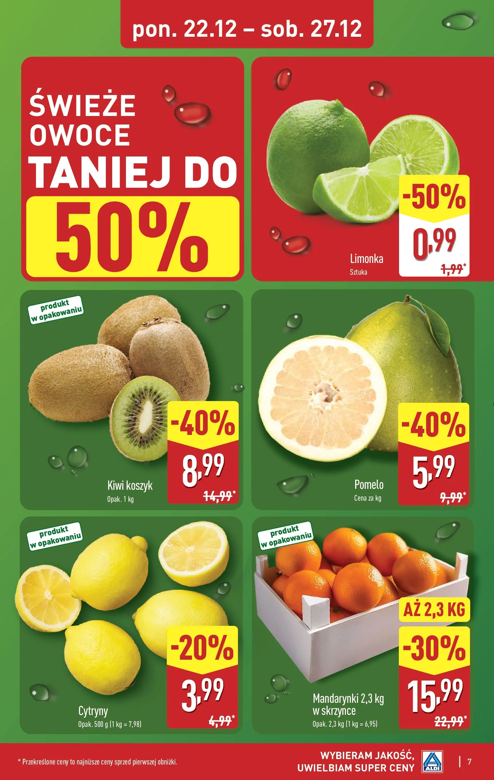 Aldi - Święta w super cenach w ALDI od 21.12.2025 - Ulotka PDF, promocje | Strona: 7 | Produkty: Limonka, Pomelo, Mandarynki, Owoce