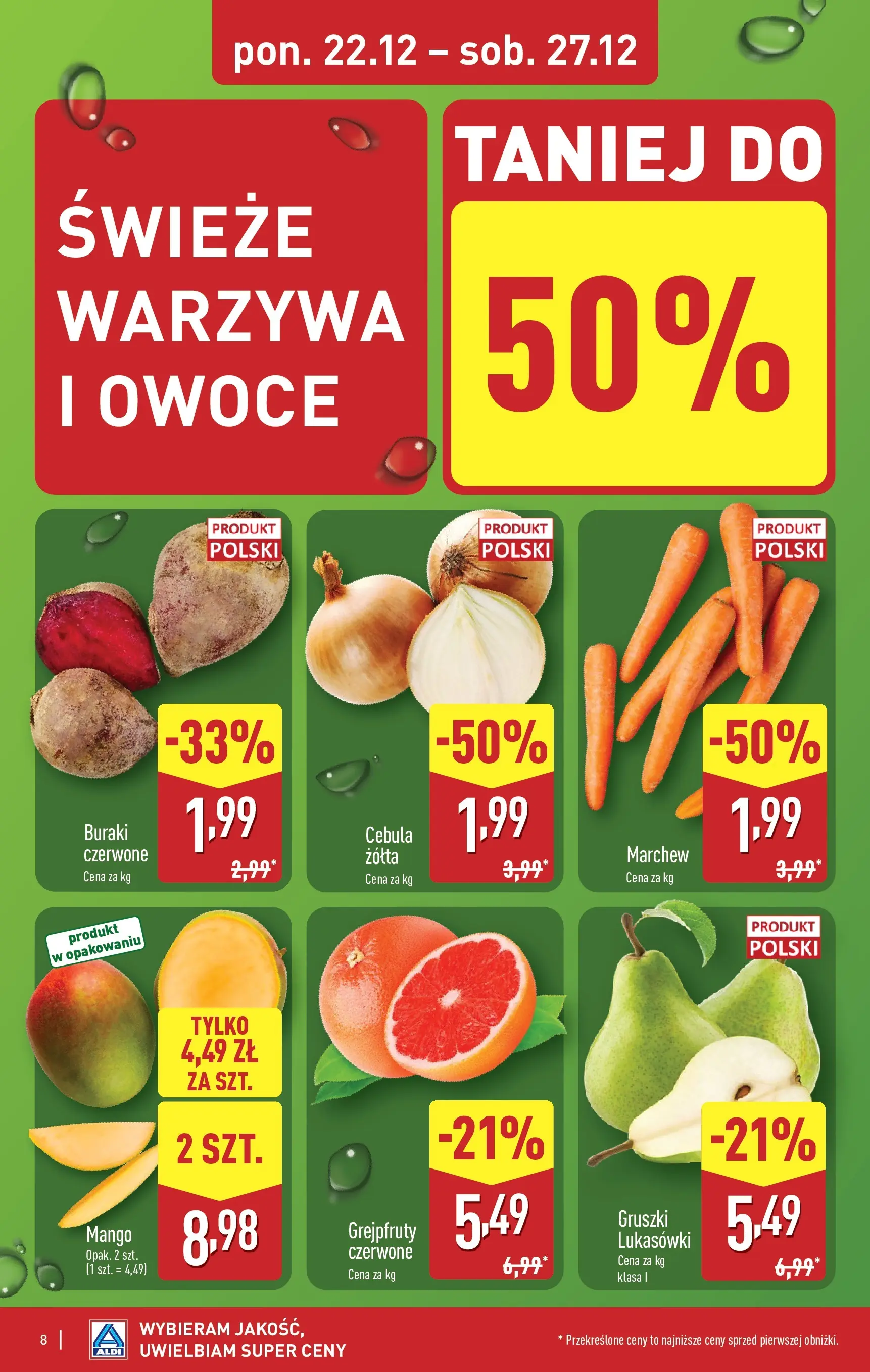 Aldi - Święta w super cenach w ALDI od 21.12.2025 - Ulotka PDF, promocje | Strona: 8 | Produkty: Mango, Buraki, Warzywa, Owoce