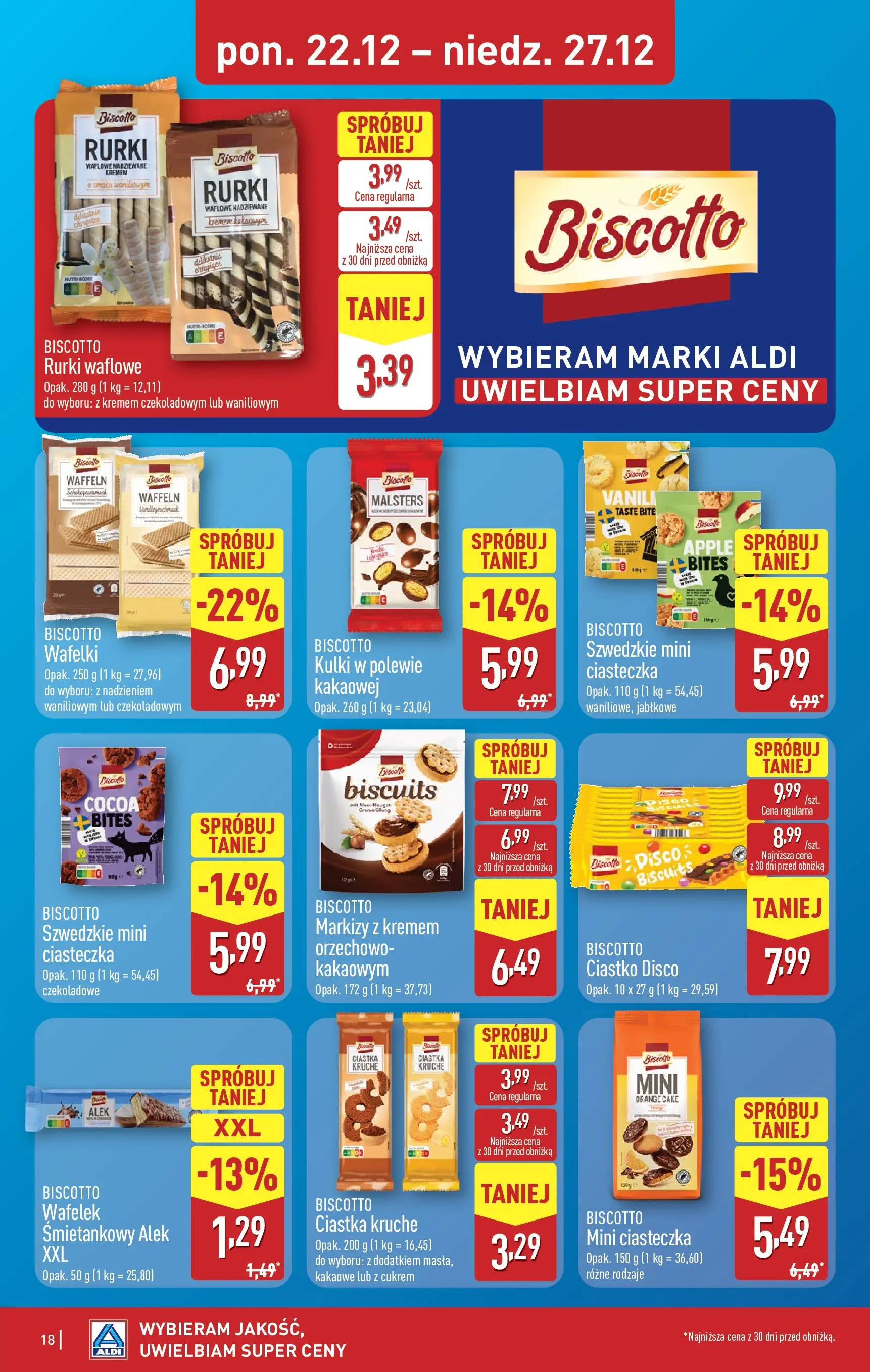 Aldi - Święta w super cenach w ALDI od 21.12.2025 - Ulotka PDF, promocje | Strona: 18 | Produkty: Ciastka kruche, Wafelki, Ciastka, Ciasteczka