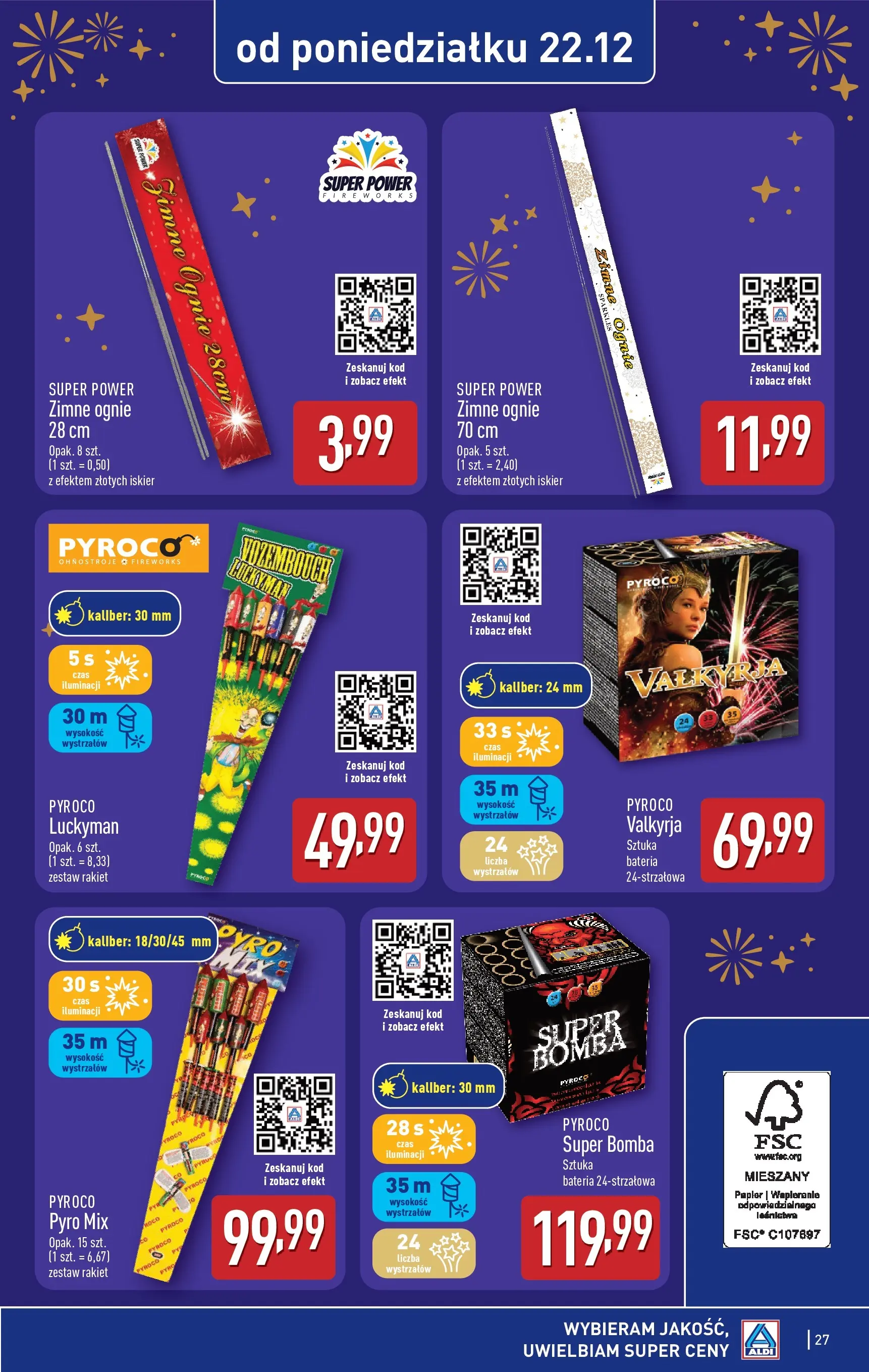 Aldi - Święta w super cenach w ALDI od 21.12.2025 - Ulotka PDF, promocje | Strona: 27 | Produkty: Bateria, Zimne ognie