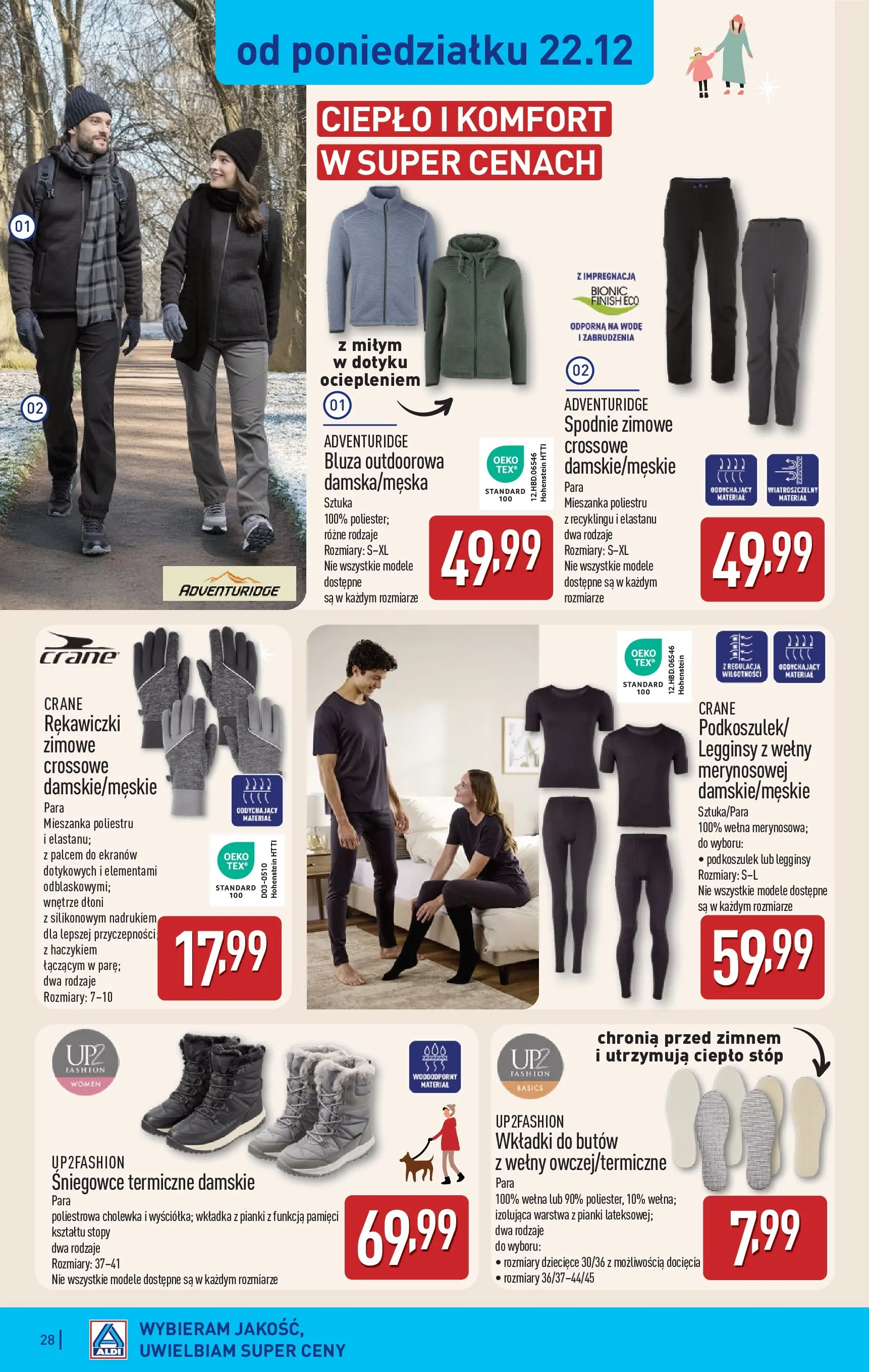 Aldi - Święta w super cenach w ALDI od 21.12.2025 - Ulotka PDF, promocje | Strona: 28 | Produkty: Spodnie, Legginsy, Rękawiczki, Śniegowce