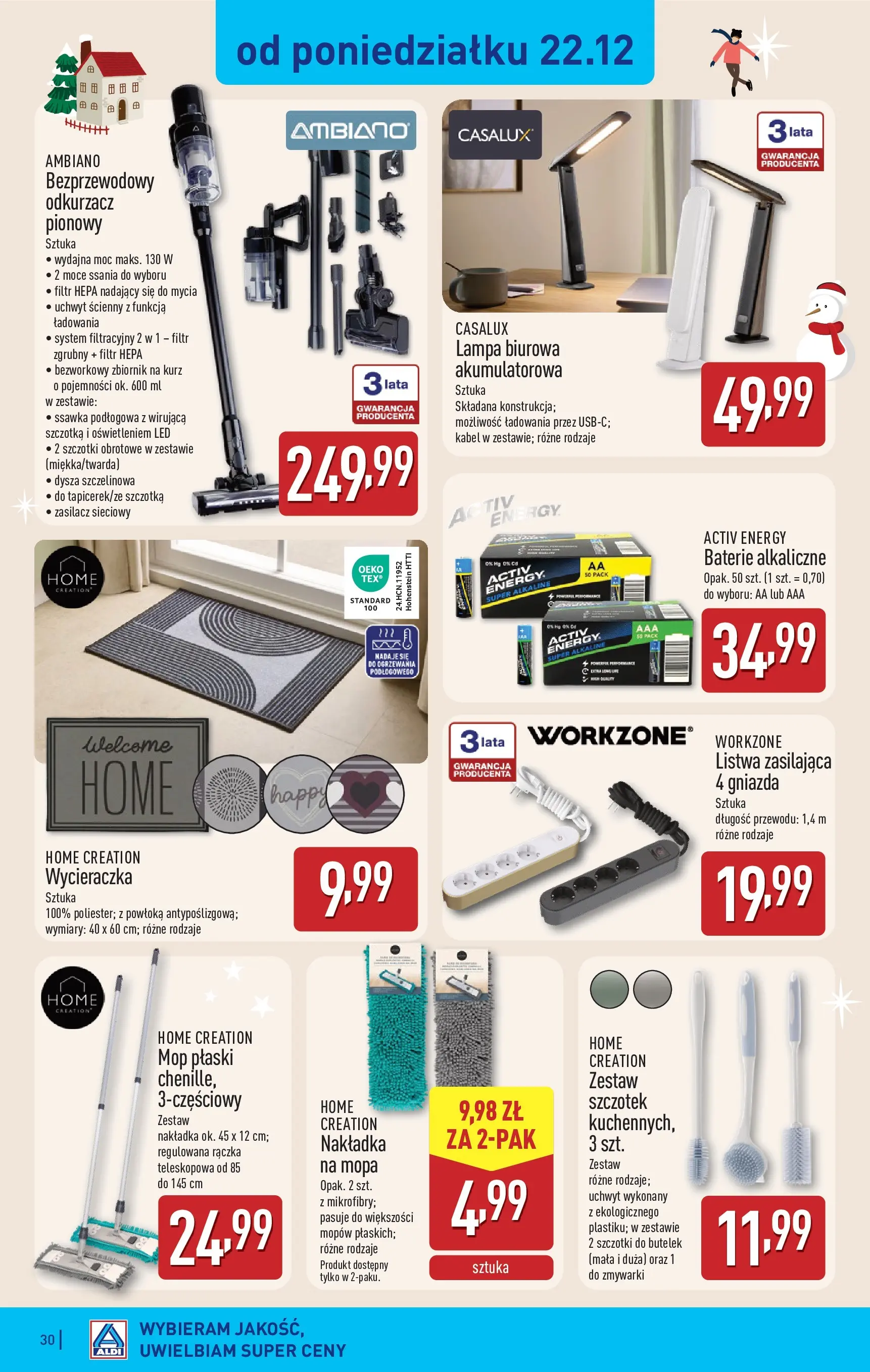 Aldi - Święta w super cenach w ALDI od 21.12.2025 - Ulotka PDF, promocje | Strona: 30 | Produkty: Kabel, Baterie, Lampa, Szczotka