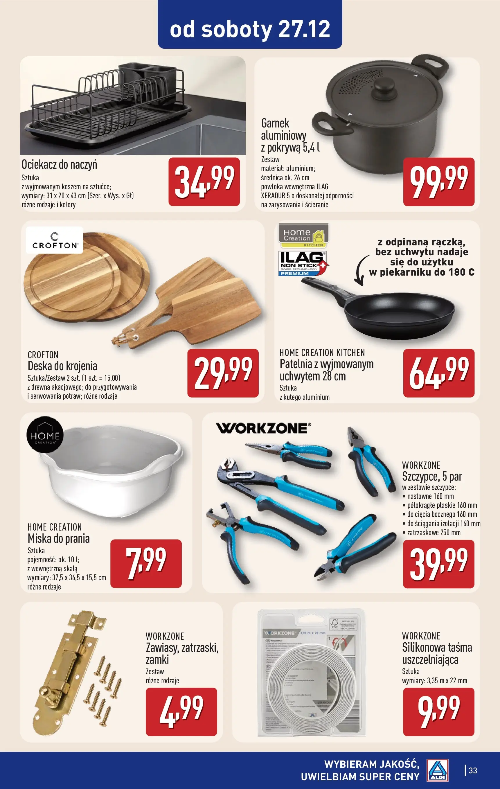 Aldi - Święta w super cenach w ALDI od 21.12.2025 - Ulotka PDF, promocje | Strona: 33 | Produkty: Garnek, Deska do krojenia, Patelnia