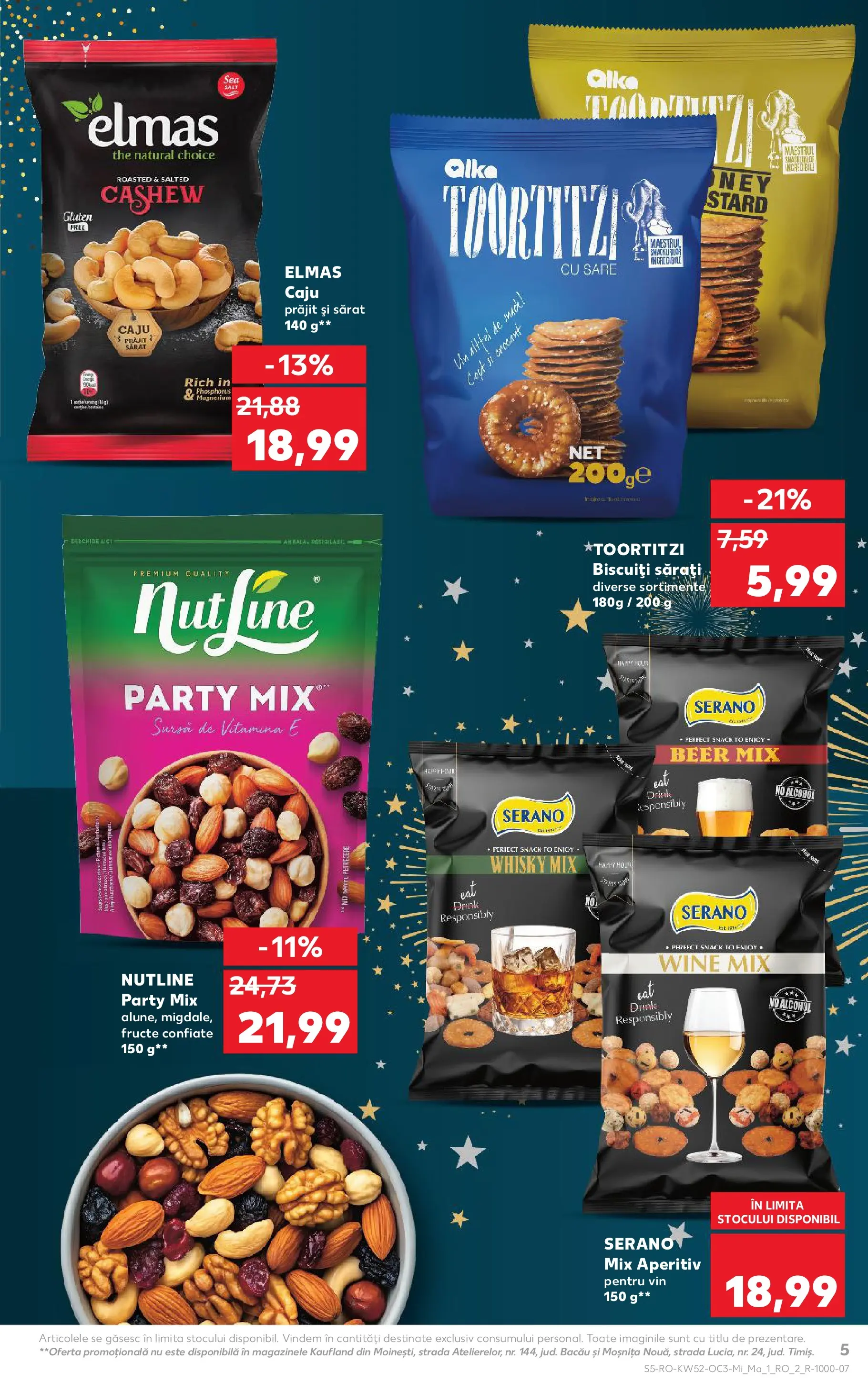 Catalog Kaufland - Domnesti 23.12.2025 - Revista si Oferta | Pagină: 5 | Produse: Caju, Biscuiți, Fructe, Sare