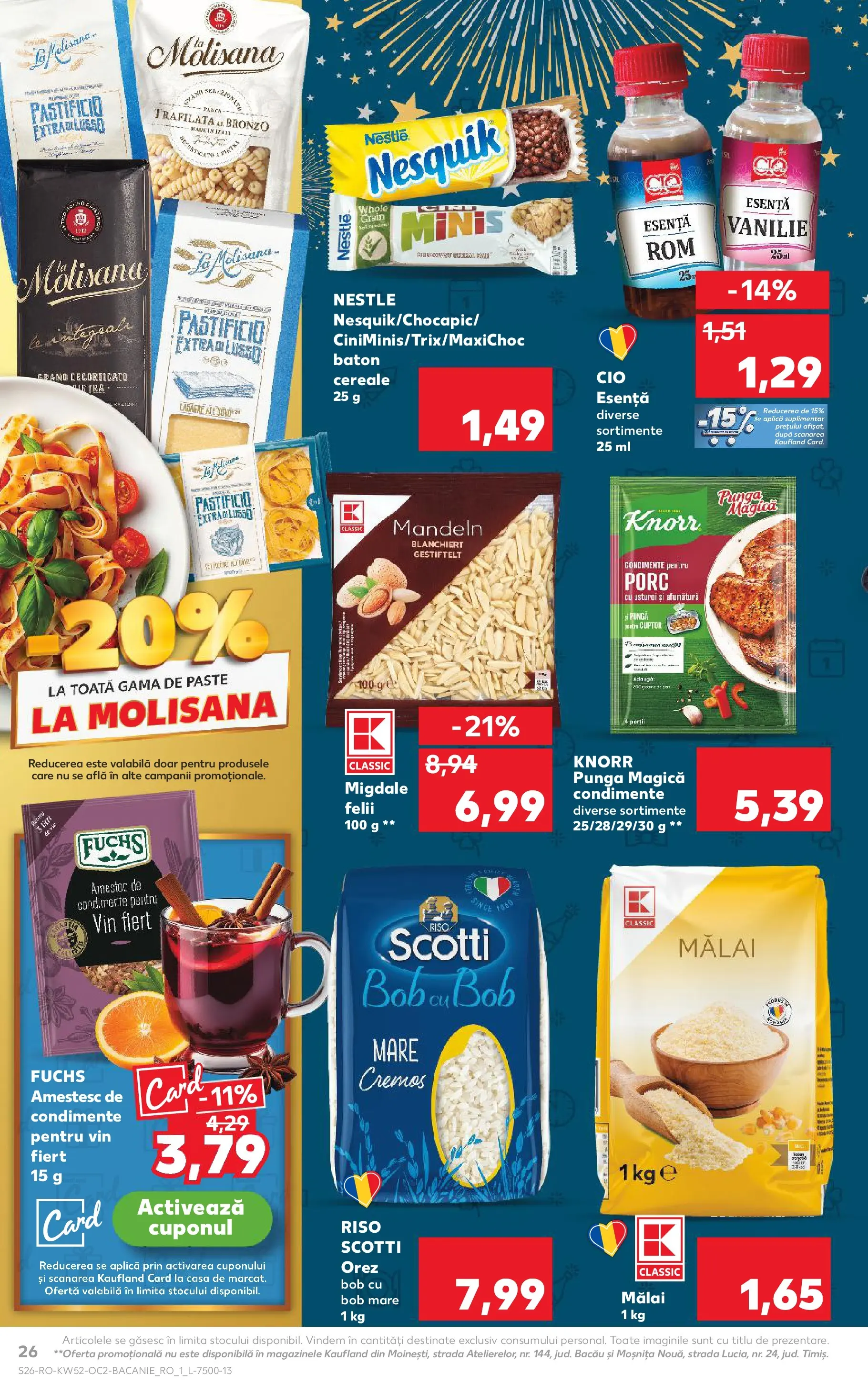 Catalog Kaufland - Viseu de Sus 23.12.2025 - Revista si Oferta | Pagină: 26 | Produse: Migdale, Orez, Cereale, Paste