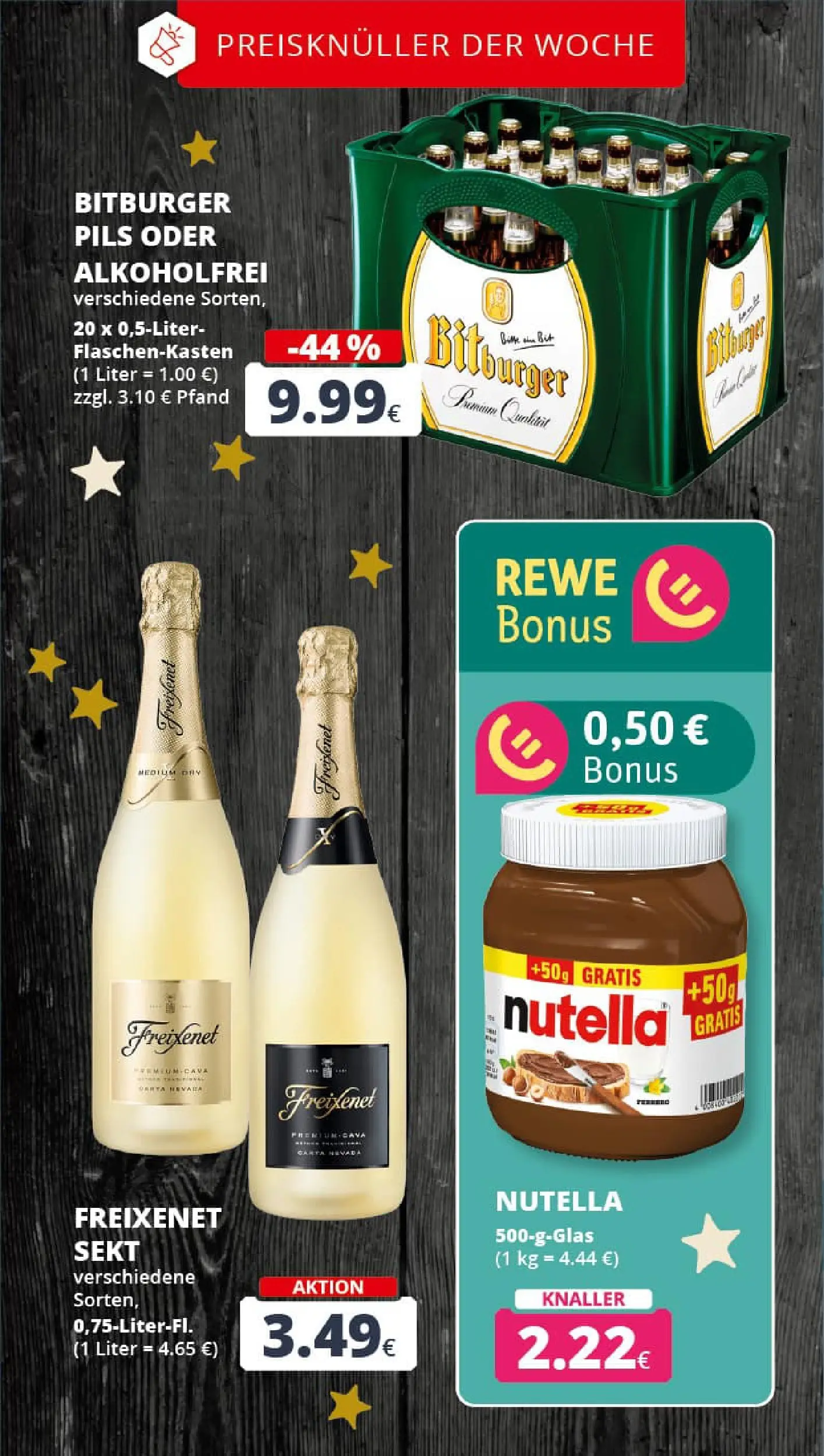 REWE Prospekt ab 22.12.2025 zum Blättern » Angebote | Seite: 2 | Produkte: Bitburger, Freixenet, Sekt, Nutella