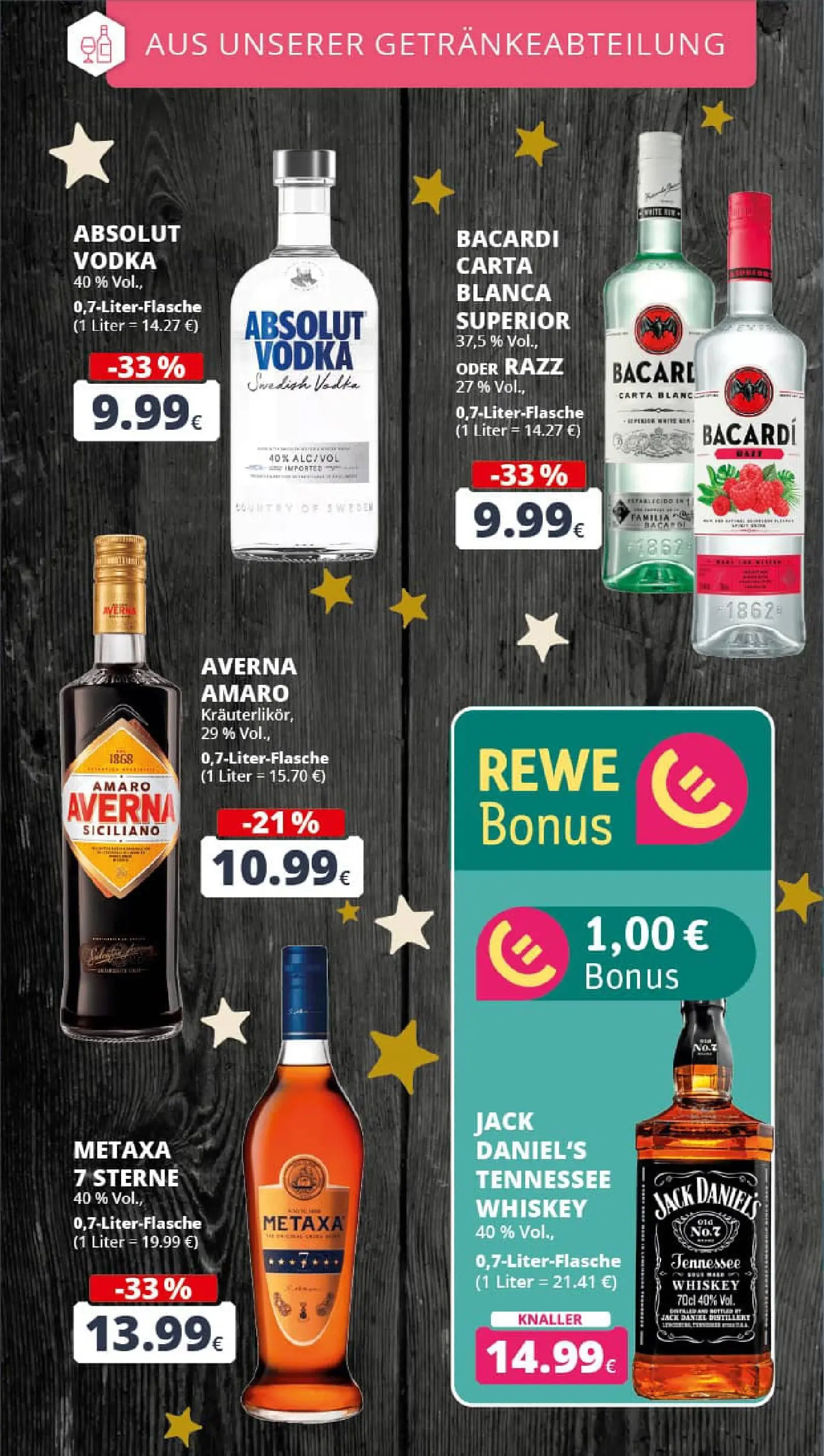REWE Prospekt ab 22.12.2025 zum Blättern » Angebote | Seite: 25 | Produkte: Bacardi, Rum, Metaxa, Whiskey