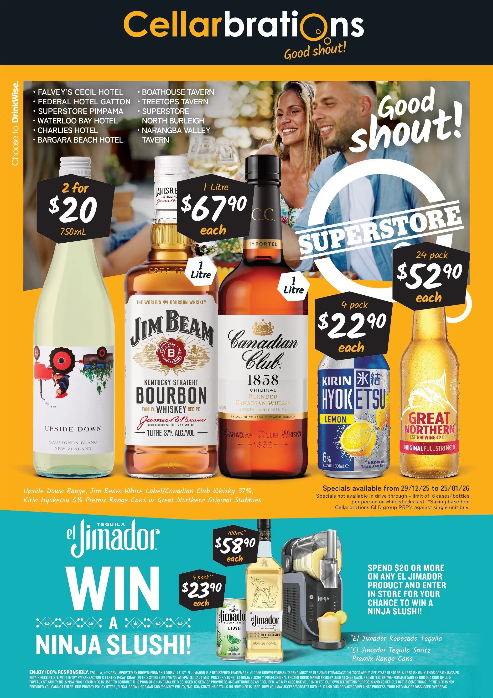 Cellarbrations - Good Shout! QLD SS 29/12 - 28/12/2025 > weekly / monthly specials | Page: 1 | Products: Juice, Vodka, Whiskey, Lime