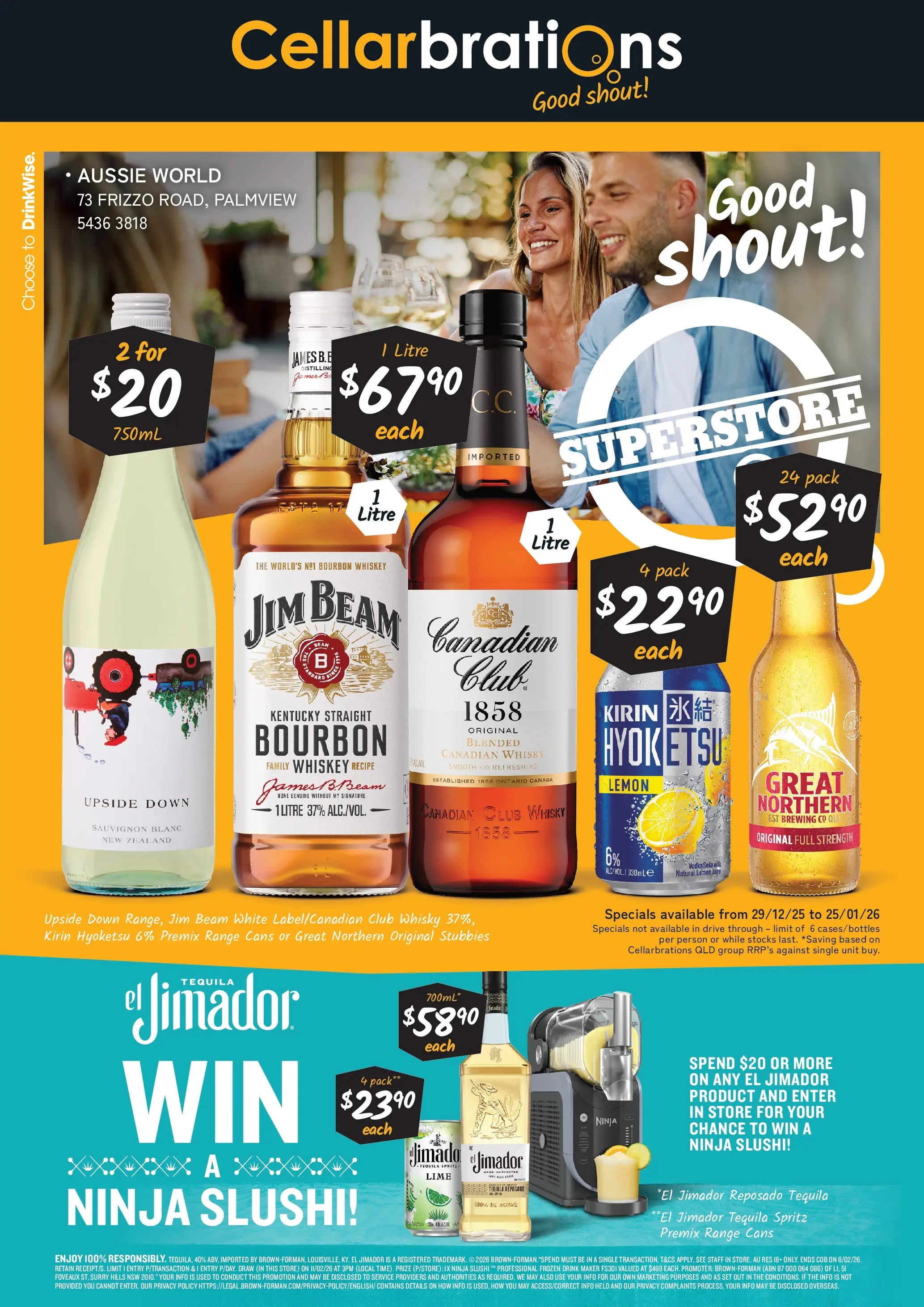 Cellarbrations Catalogue Palmview  - 29/12/2025 > weekly / monthly specials | Page: 1 | Products: Bourbon, Vodka, Lemon, Lime