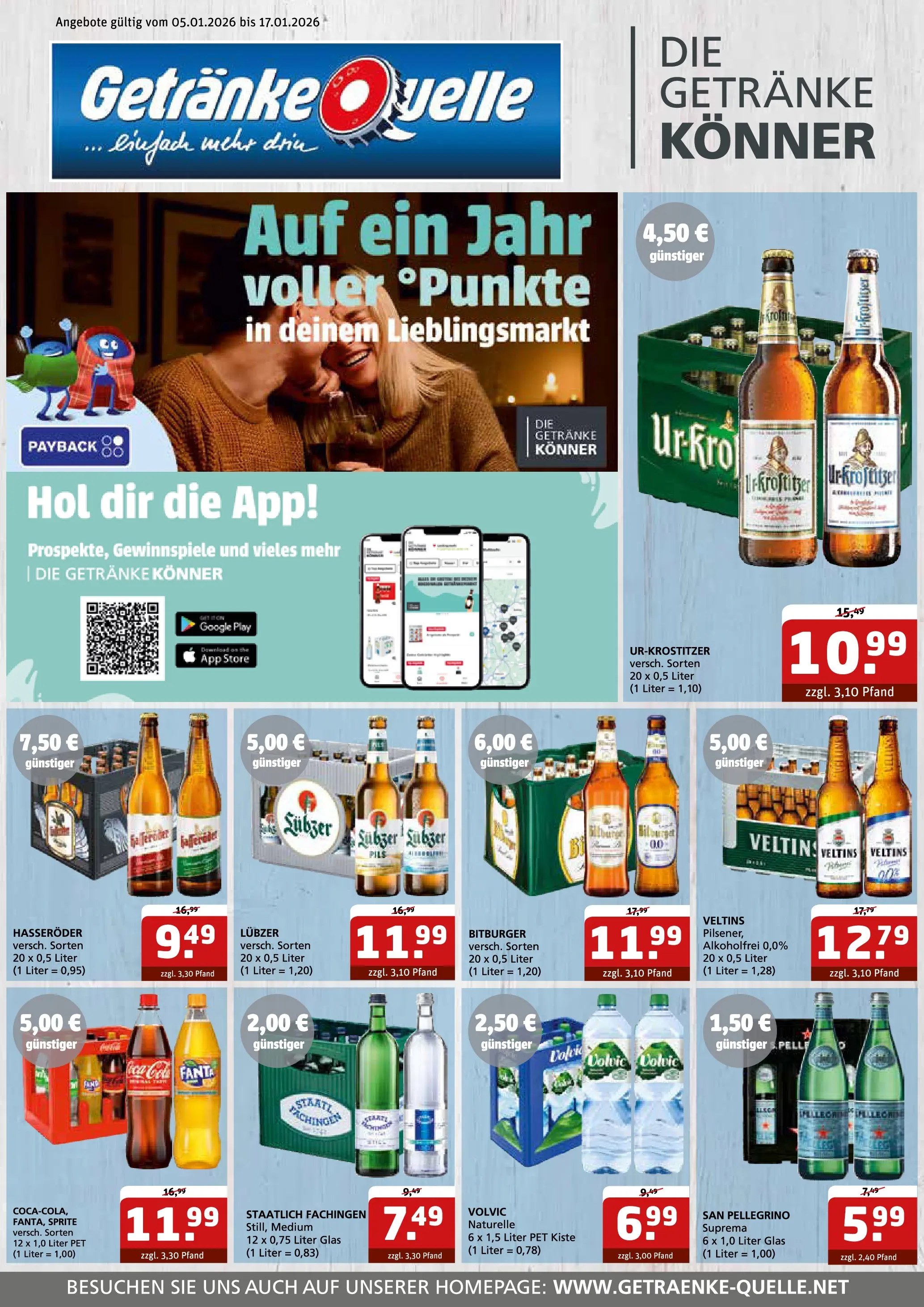 Entdecke - Getränke Quelle: Getränkeangebote (ab 04.01.2026) zum Blättern | Seite: 1 | Produkte: Sprite, Pils, Hasseröder, Veltins