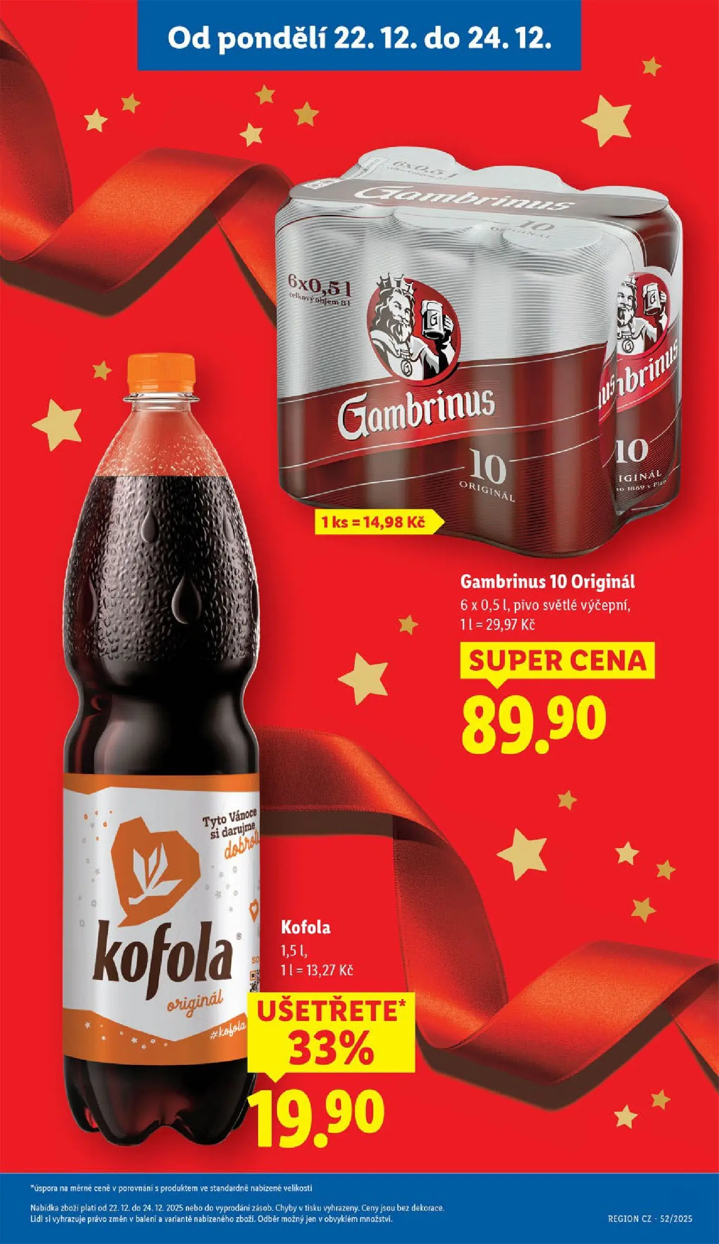 Lidl leták od 20.12.2025 - Nový akční leták | Strana: 5 | Produkty: Pivo, Kofola, Gambrinus 10, Gambrinus