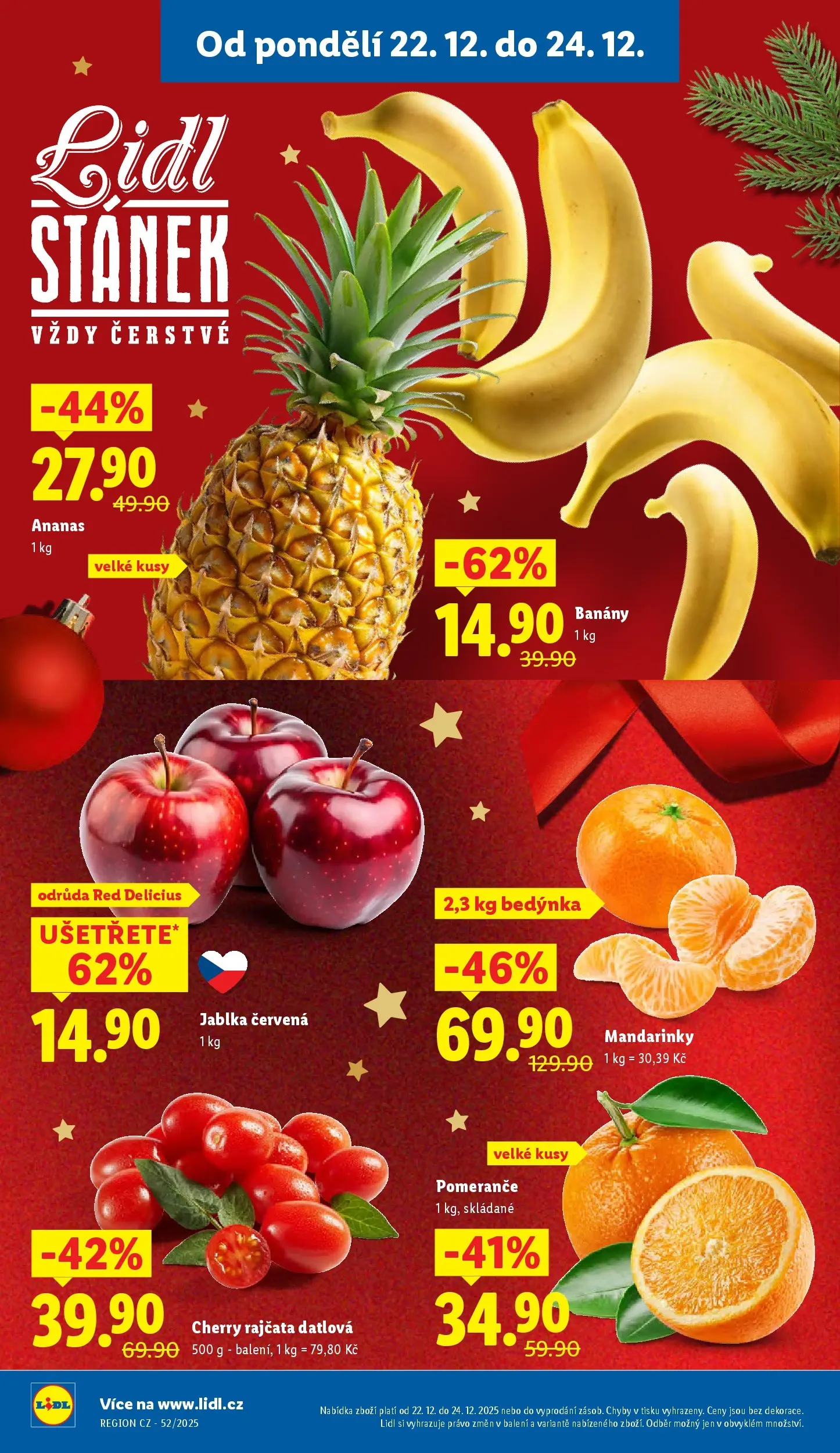 Lidl leták od 20.12.2025 - Nový akční leták | Strana: 8 | Produkty: Rajčata, Cherry rajčata, Ananas, Mandarinky