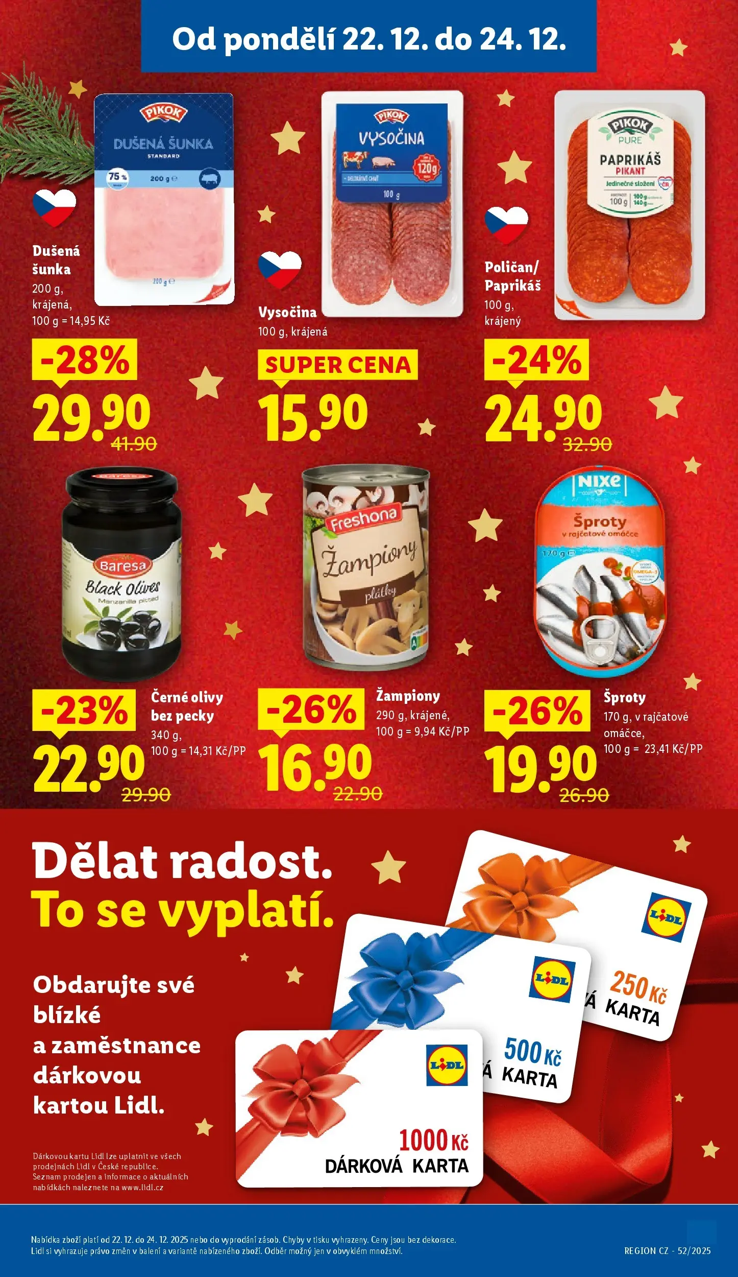 Lidl leták od 20.12.2025 - Nový akční leták | Strana: 15 | Produkty: Žampiony, Šunka, Vysočina, Pikok