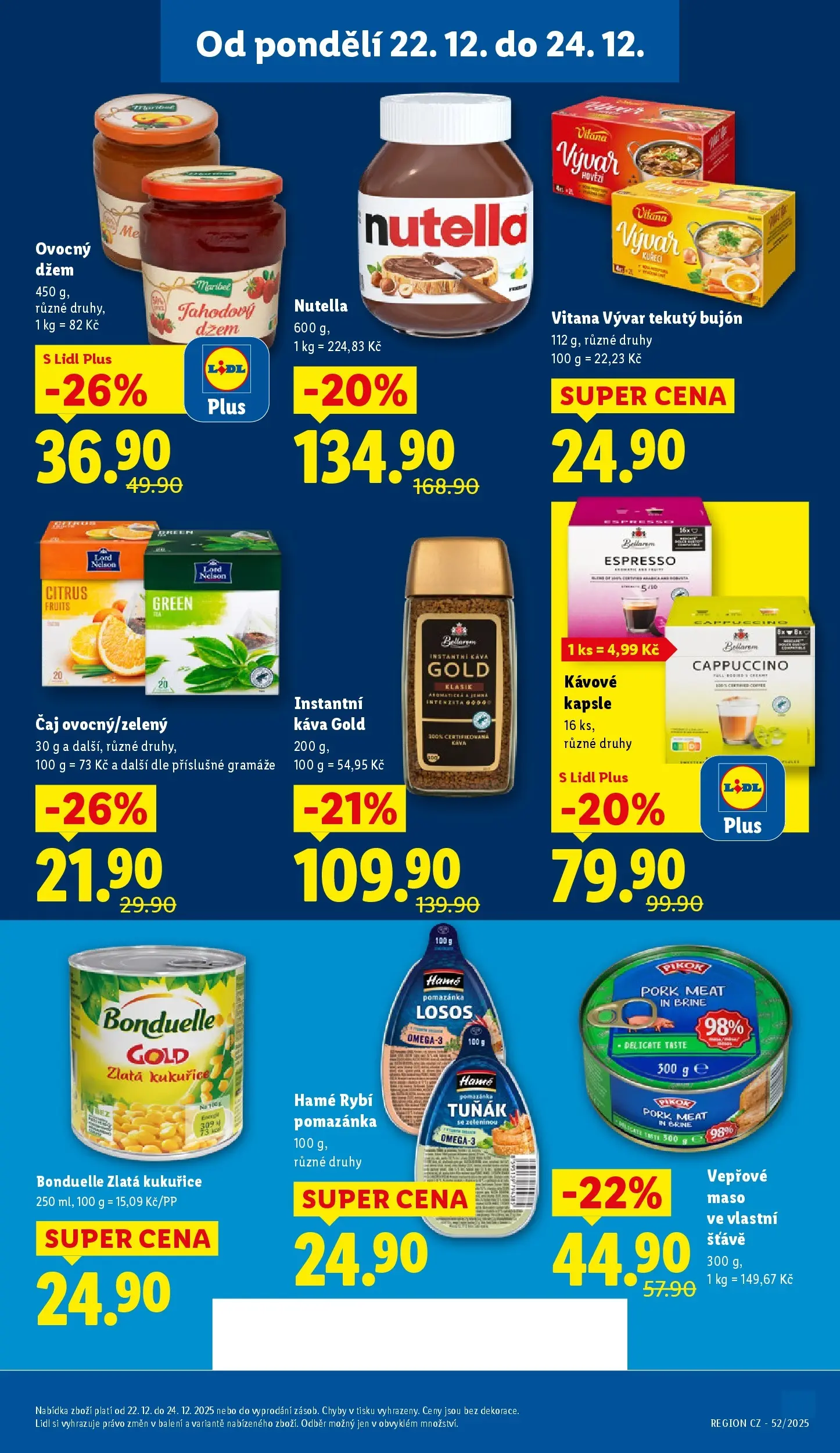 Lidl leták od 20.12.2025 - Nový akční leták | Strana: 20 | Produkty: Džem, Tekutý bujón Vitana, Maso, Nutella