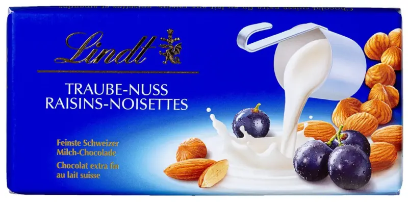 Lindt Шоколад 100 г млечен, с лешници и стафиди или двойно млечен