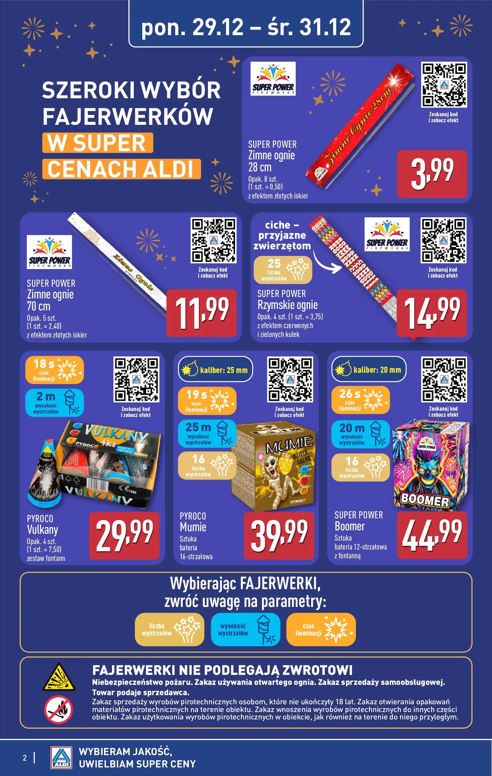 Aldi - Szeroki wybór fajerwerków w ALDI od 31.12.2025 - Ulotka PDF, promocje | Strona: 2 | Produkty: Fajerwerki, Bateria, Rzymskie ognie, Zimne ognie