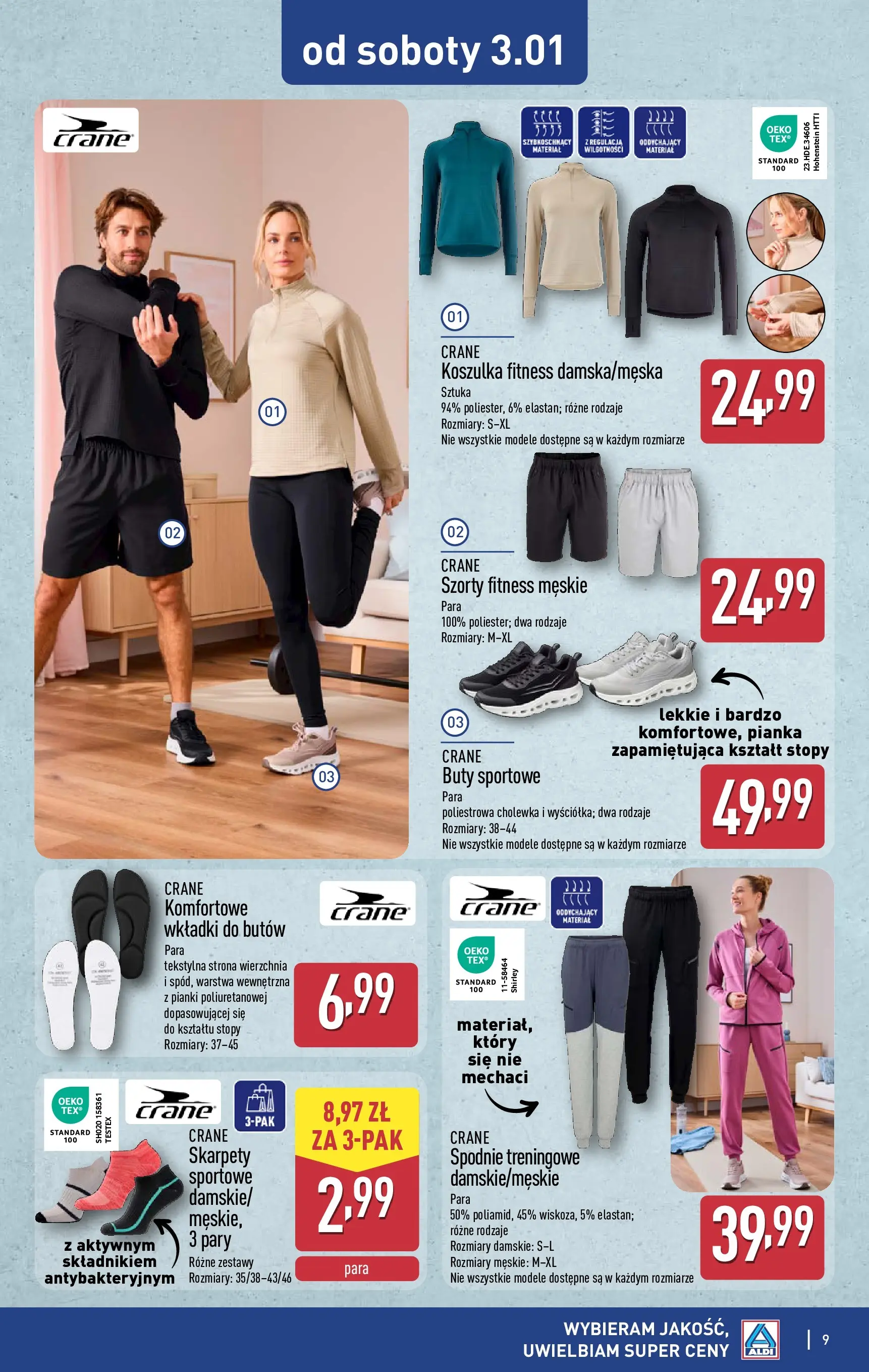 Aldi - Szeroki wybór fajerwerków w ALDI od 31.12.2025 - Ulotka PDF, promocje | Strona: 9 | Produkty: Wkładki do butów, Spodnie, Skarpety, Pianki